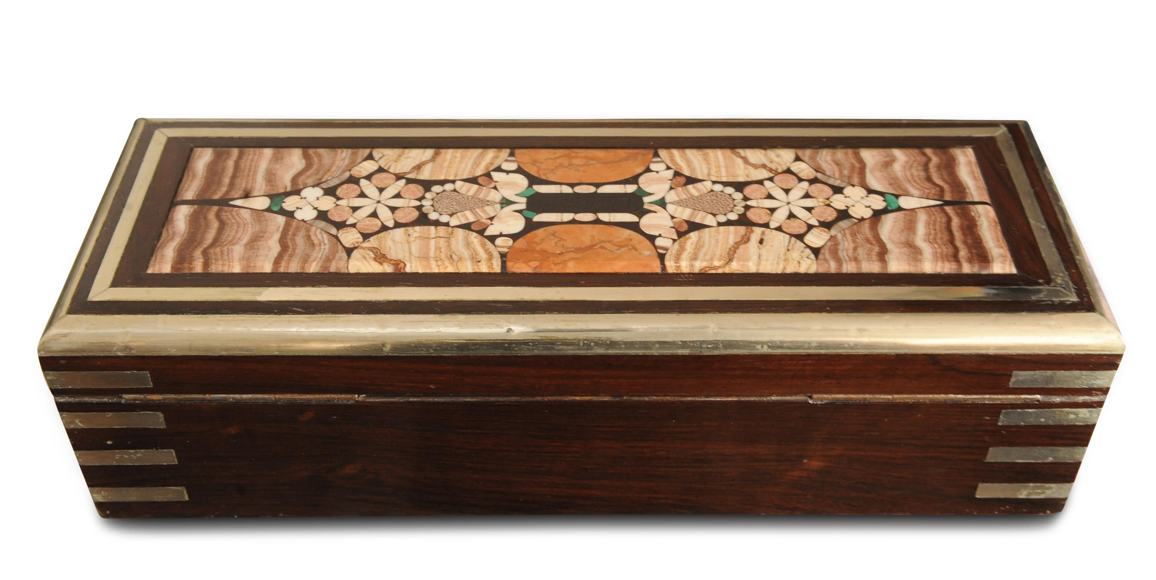 19th Century  An Exquisite Victorian Pietra Dura Grand Tour Campaign Collectors Box 1800's For Sale