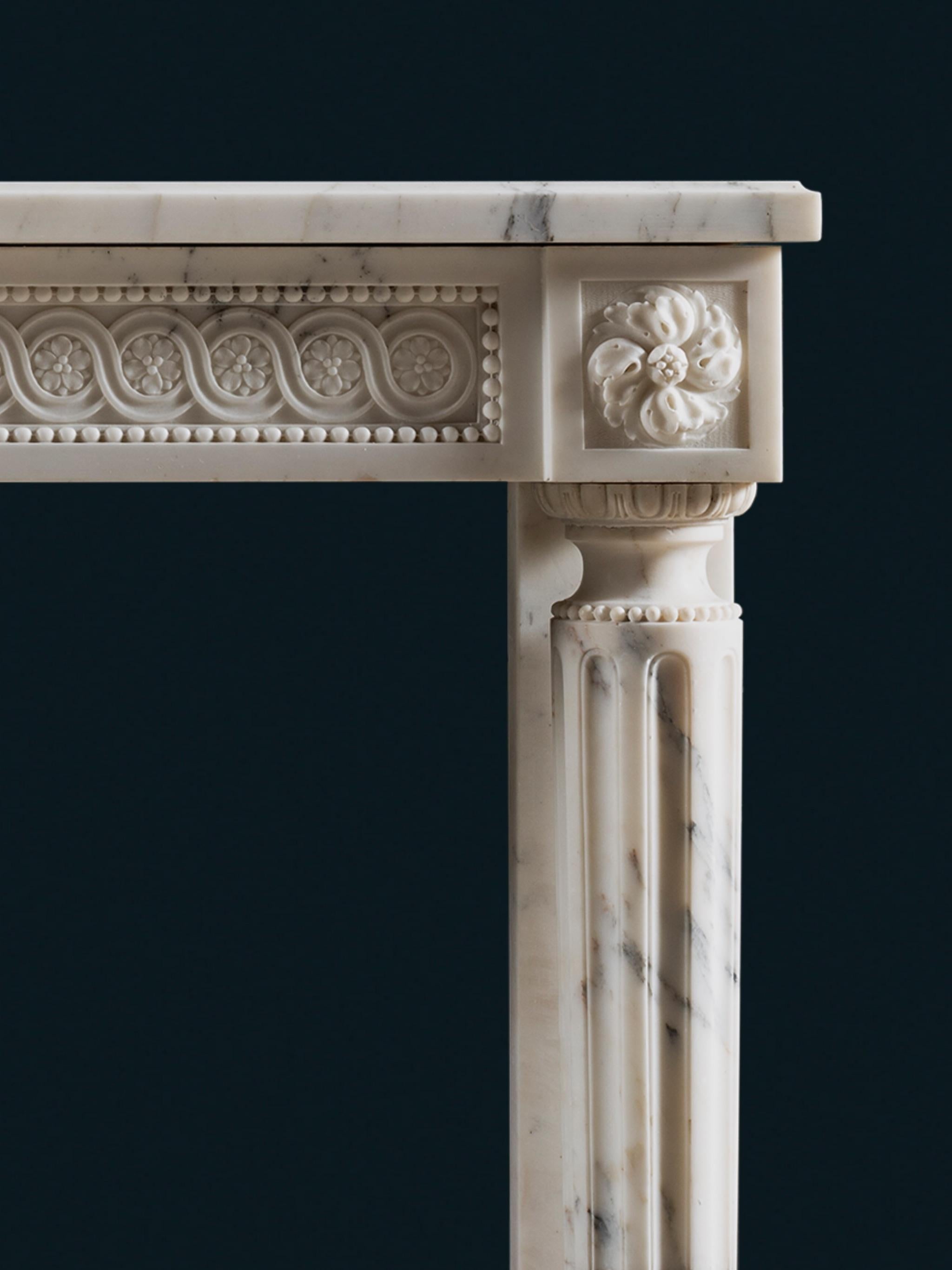 Marble An Exquisitely Executed Louis XVI Style Chimneypiece For Sale
