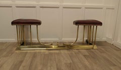 An Extending Brass and Leather Club Fender  This is an elegant piece of country