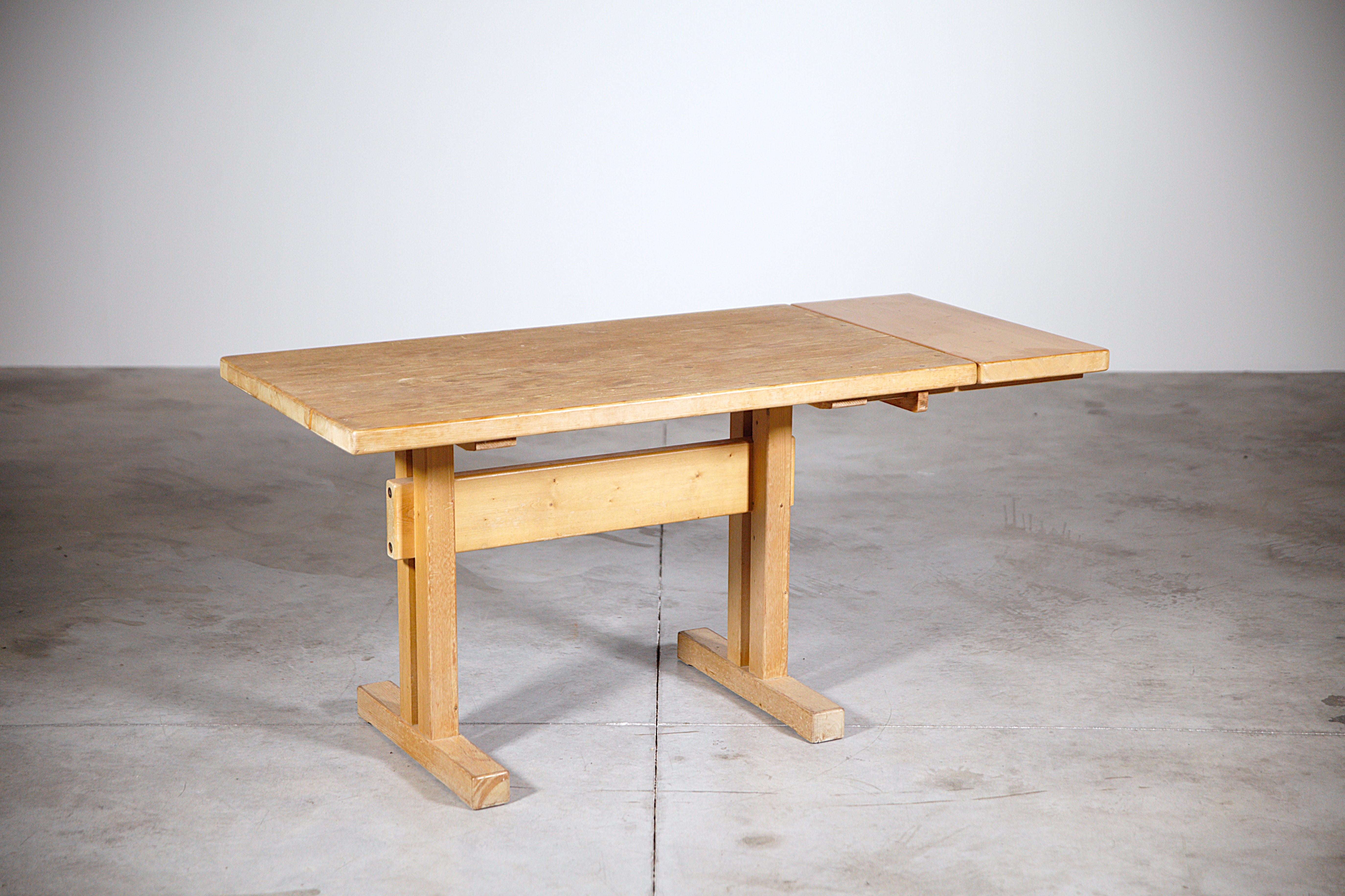 An Extending Table and Bench by Charlotte Perriand Les Arcs France 1970s For Sale 5