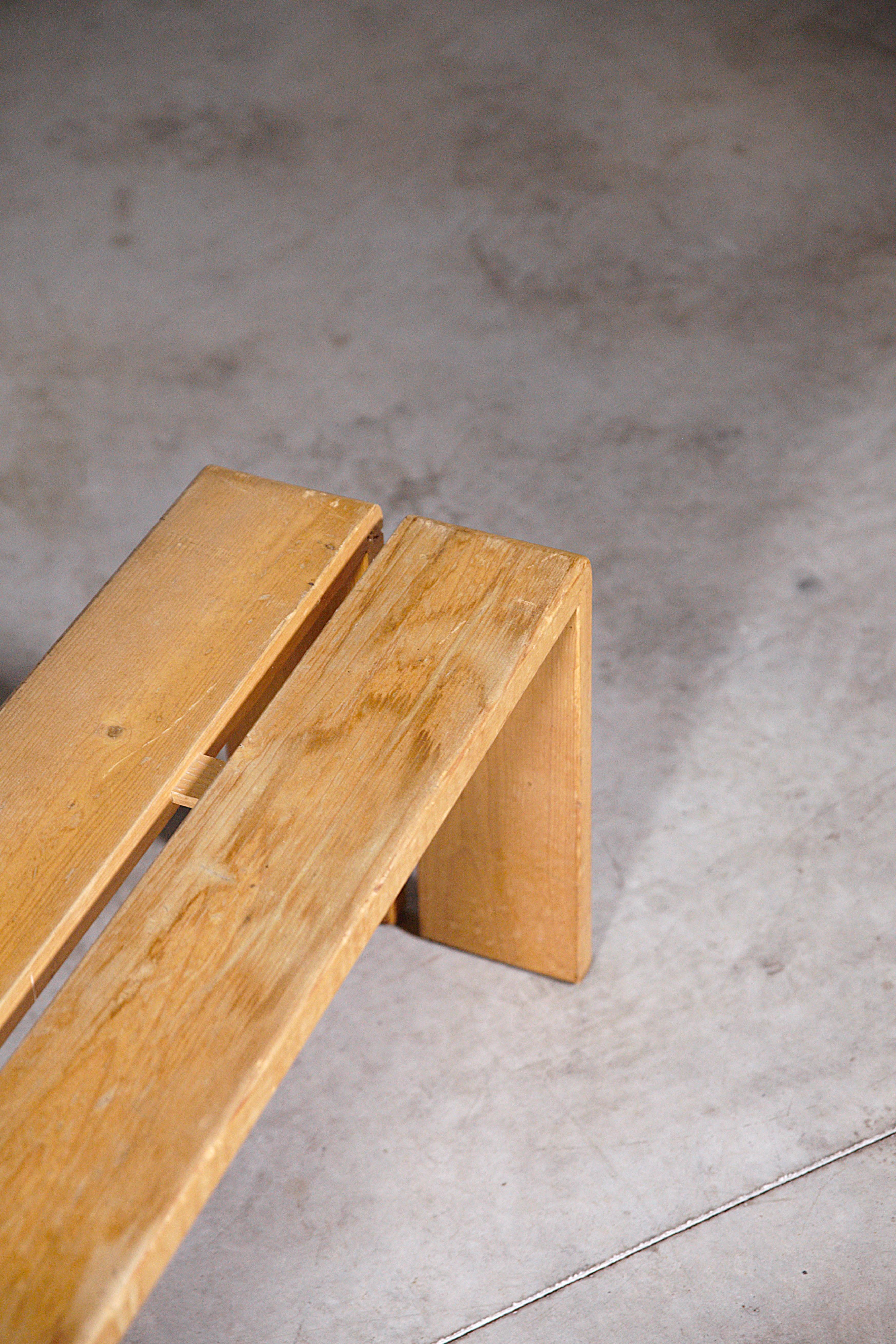 An Extending Table and Bench by Charlotte Perriand Les Arcs France 1970s For Sale 2