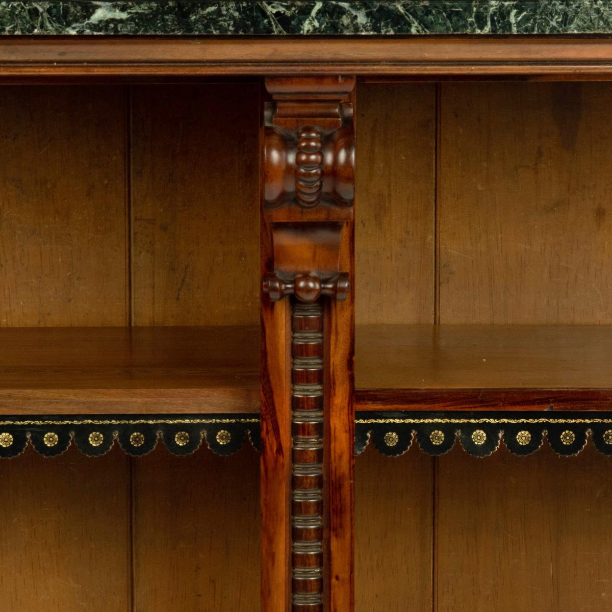English An extensive William IV Goncalo Alves breakfront open book case For Sale
