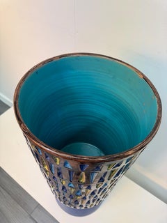 An extra large Italian geometric design glazed ceramic vessel.