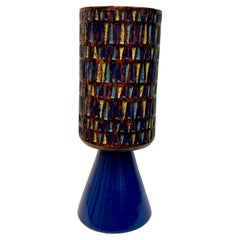 An extra large Italian geometric design glazed ceramic vessel.