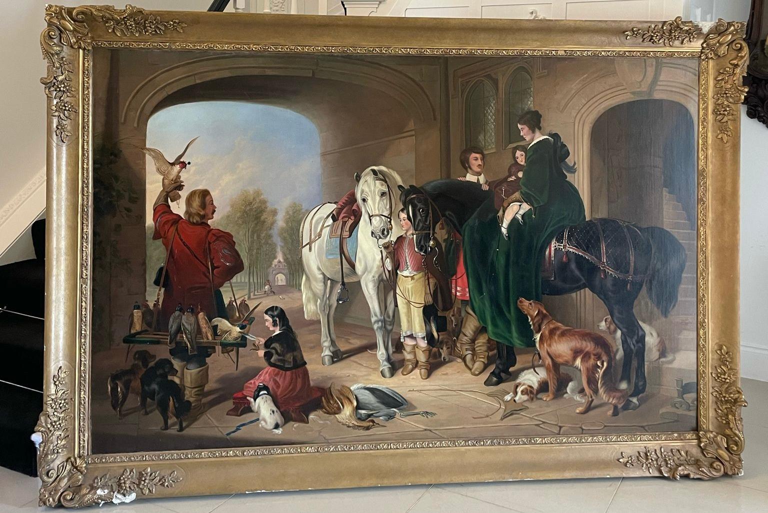 An Extra Large Oil on Canvas Painting Aft. Sir Edwin Henry Landseer For Sale 4