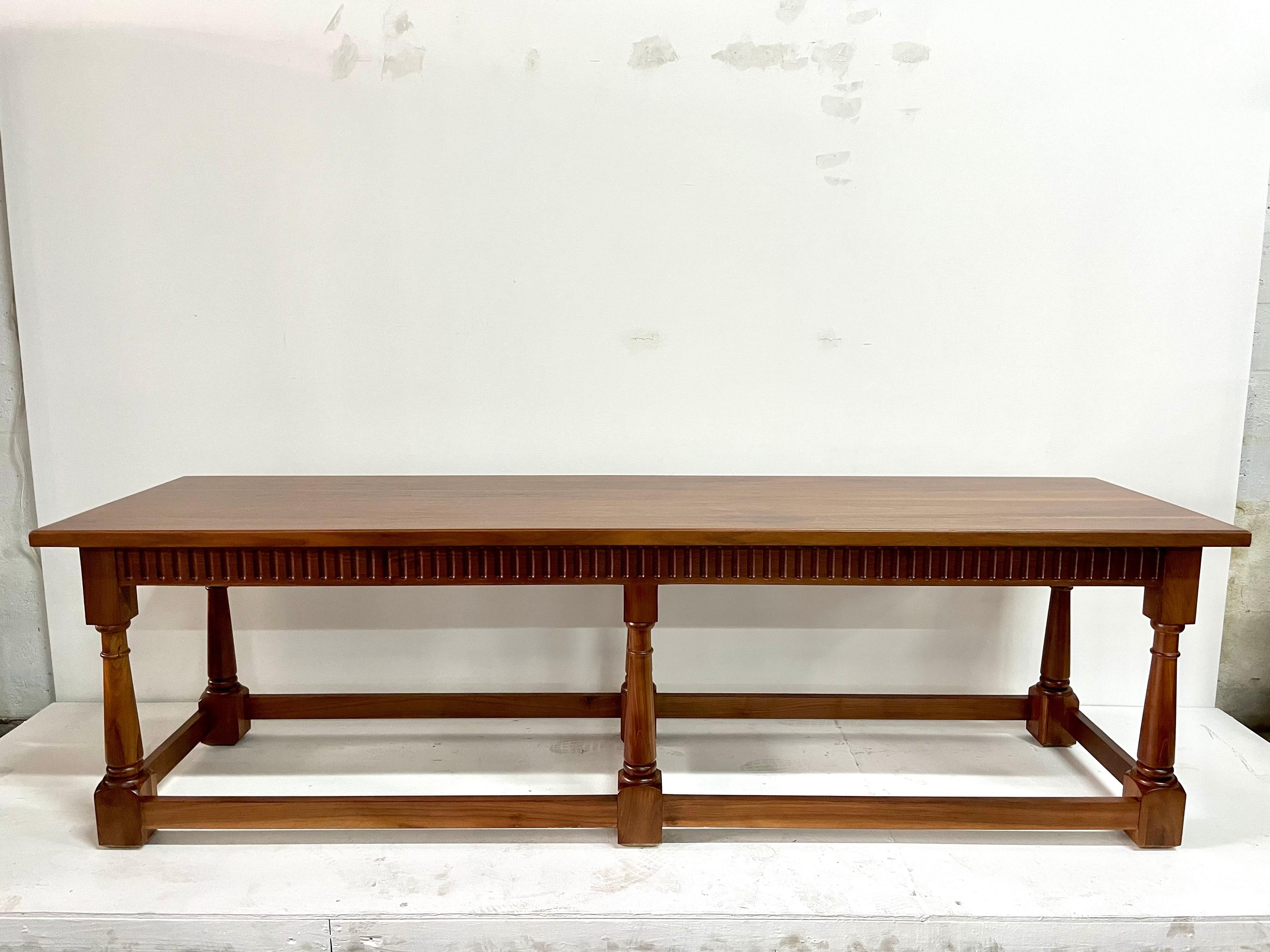 Extra Long Refectory Style Continental Walnut Table For Sale 3