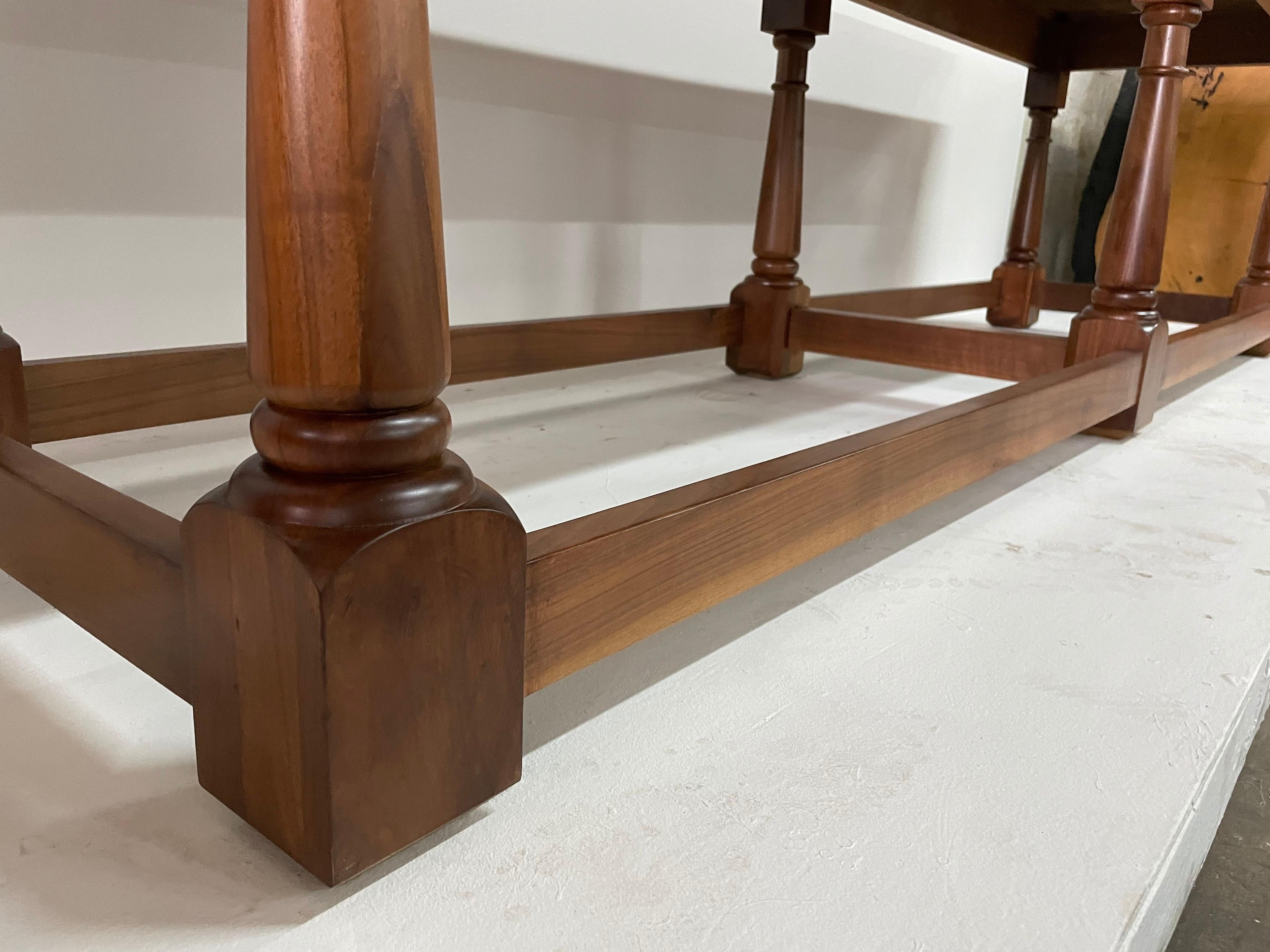Mid-20th Century Extra Long Refectory Style Continental Walnut Table For Sale