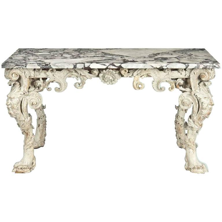 English An Extraordinary 18th Century George II Grey-Painted Console or Side Table