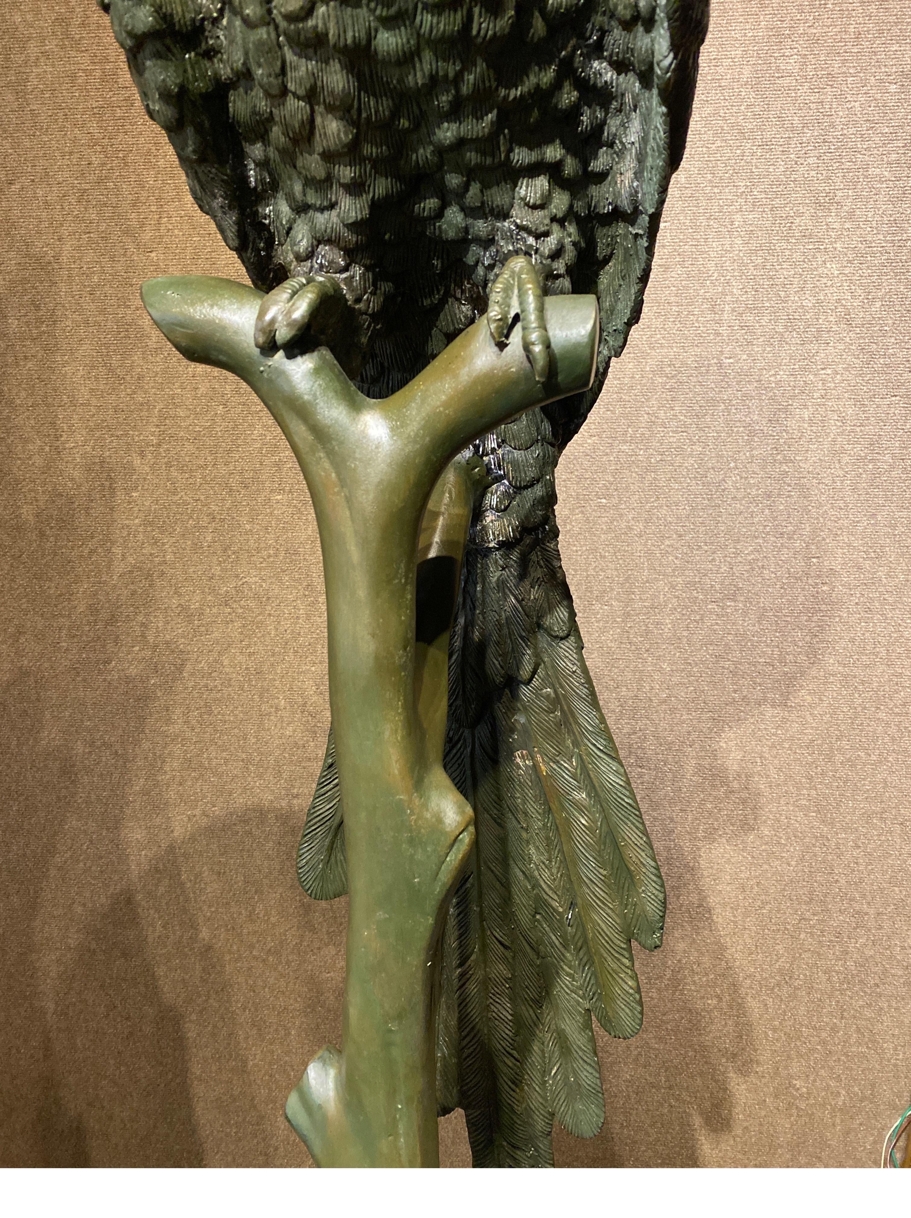 Extraordinary Bronze Pair of Male & Female Parrots on Branches, circa 1900 2