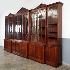 An Extraordinary George III Triple Breakfront Mahogany Glazed Cabinet