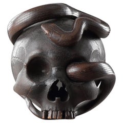 An Extremely Fine and Detailed Large Carved Wood Skull