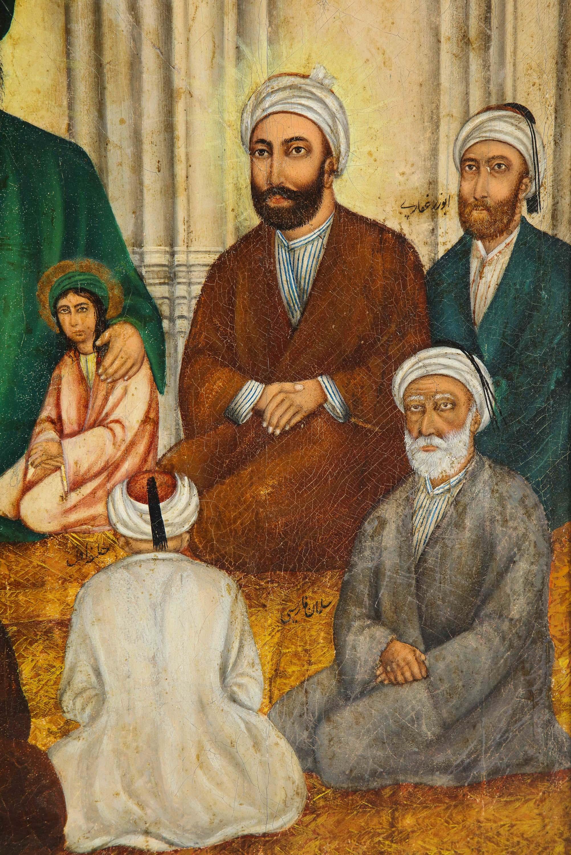 Extremely Fine and Rare Islamic Qajar Portrait Painting of Prophet Mohammad 8