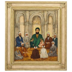 Antique Extremely Fine and Rare Islamic Qajar Portrait Painting of Prophet Mohammad