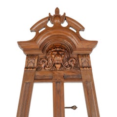 An Extremely Fine French Walnut Adjustable Easel with Carved Lion Mask, c.1870