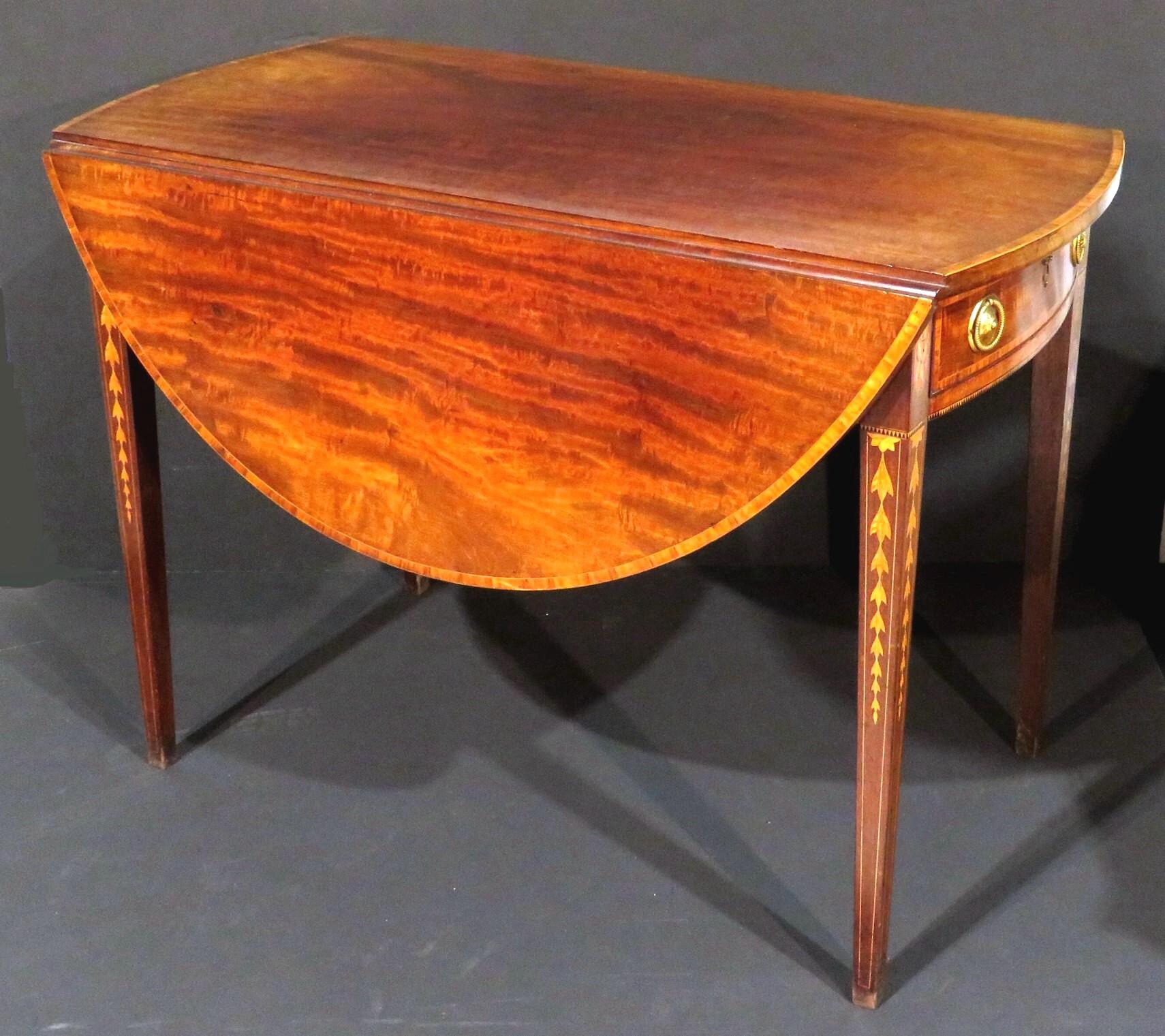 British A Very Fine Inlaid Georgian Mahogany Pembroke Table, U.K. Circa 1800 For Sale