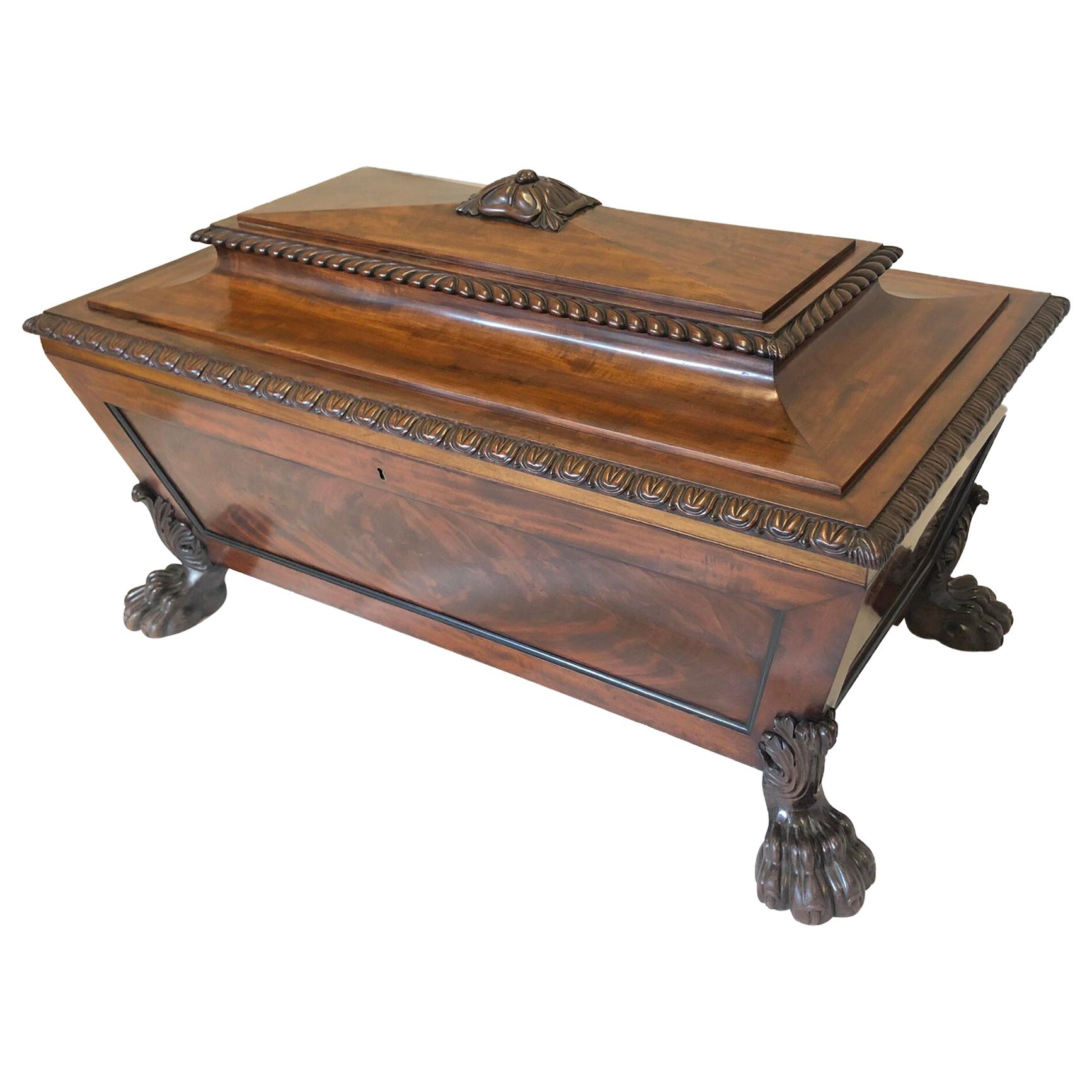 Extremely Fine Mahogany Sarcophagus Cellarette For Sale