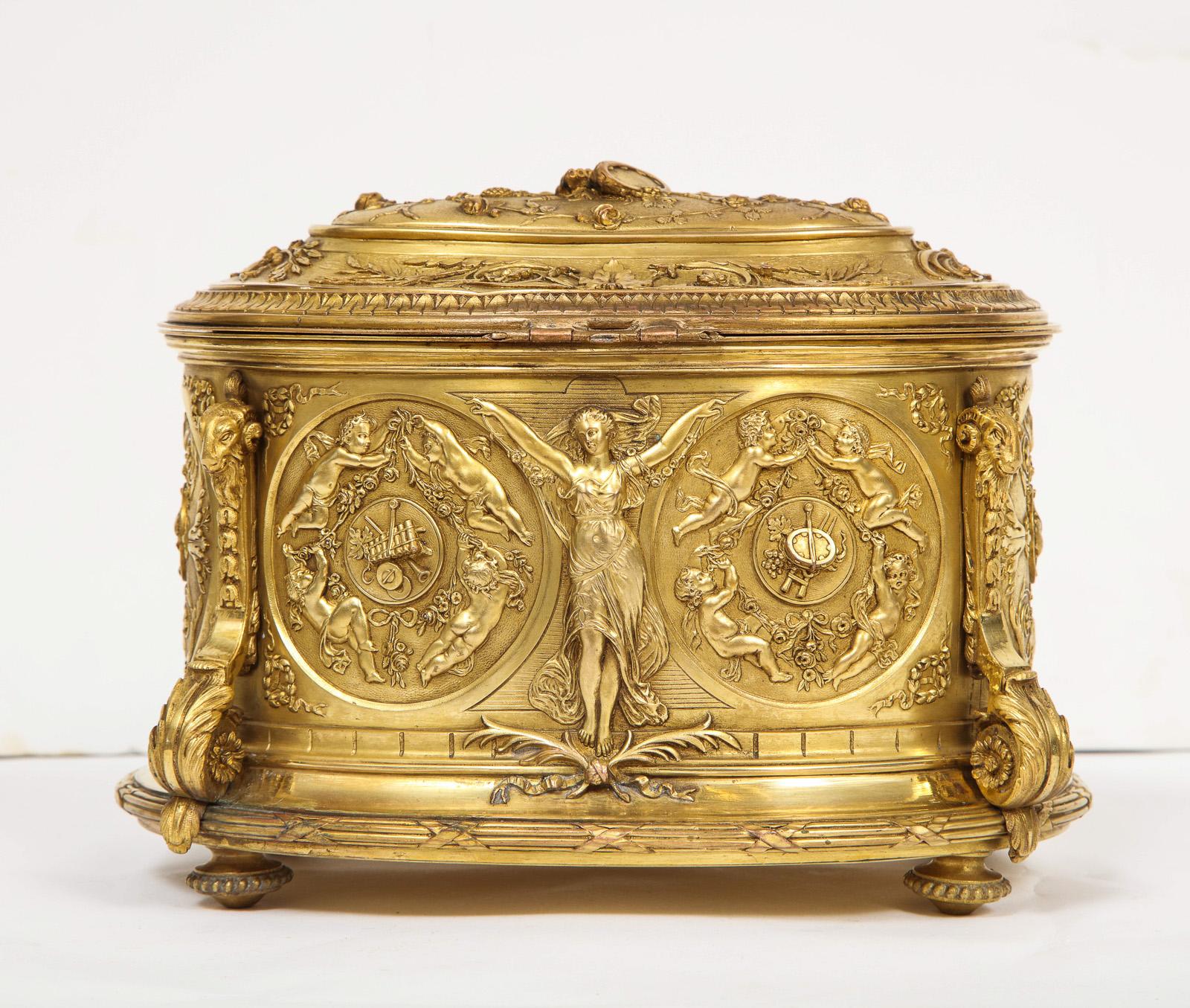 Extremely Fine Napoleon III French Ormolu Bronze Jewelry Box, circa 1880 10