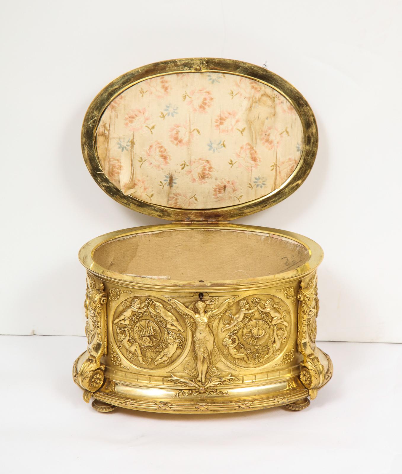 Extremely Fine Napoleon III French Ormolu Bronze Jewelry Box, circa 1880 12
