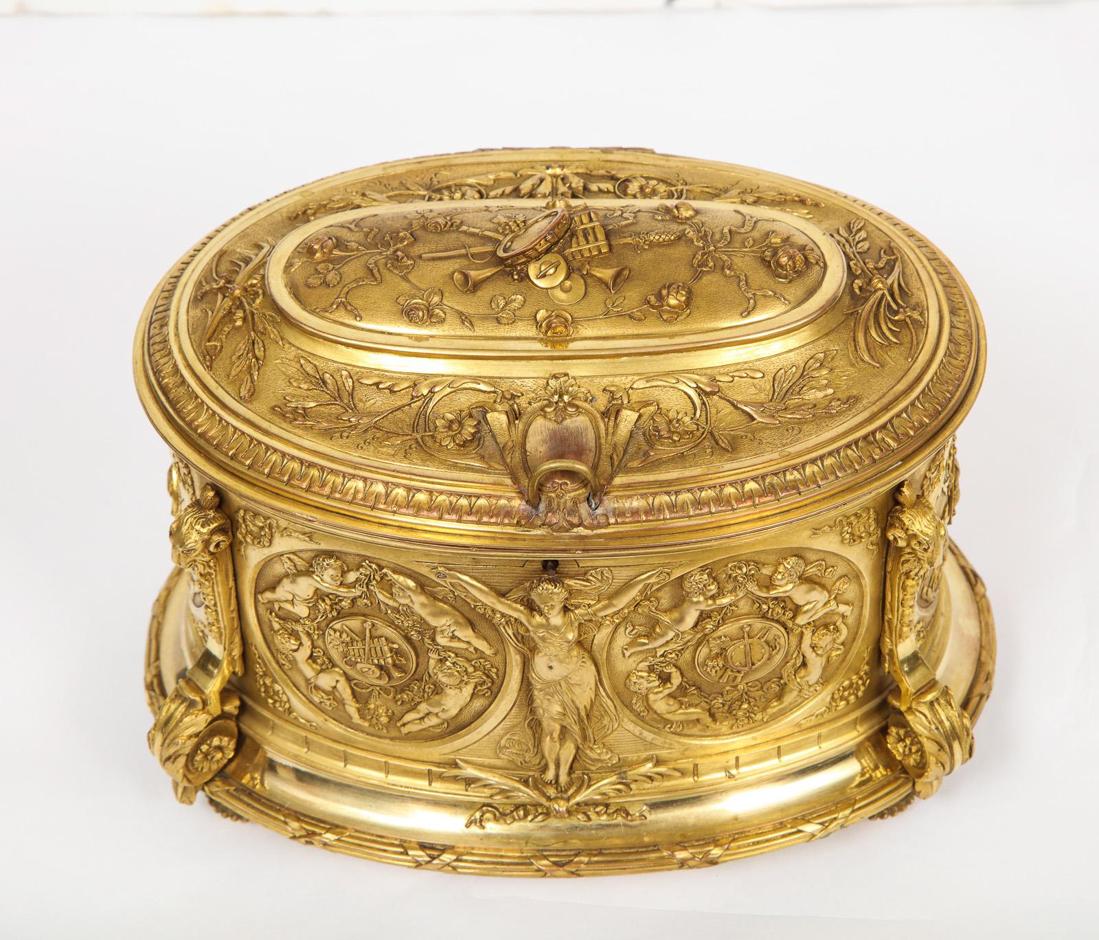 Extremely Fine Napoleon III French Ormolu Bronze Jewelry Box, circa 1880 3