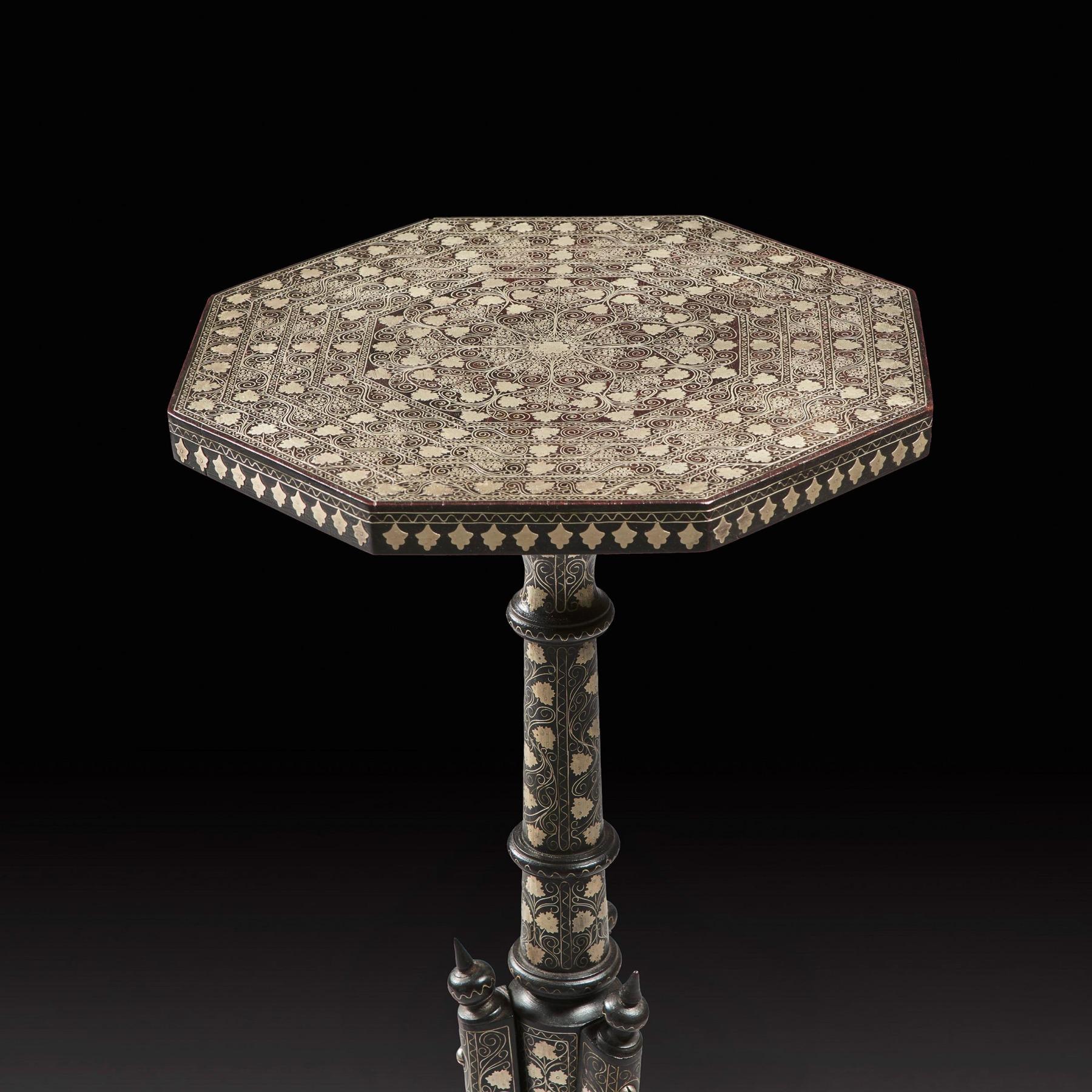 An Extremely Fine Ottoman Silver Inlaid Coffee Table Vortik Potikian In Good Condition In Benington, Herts