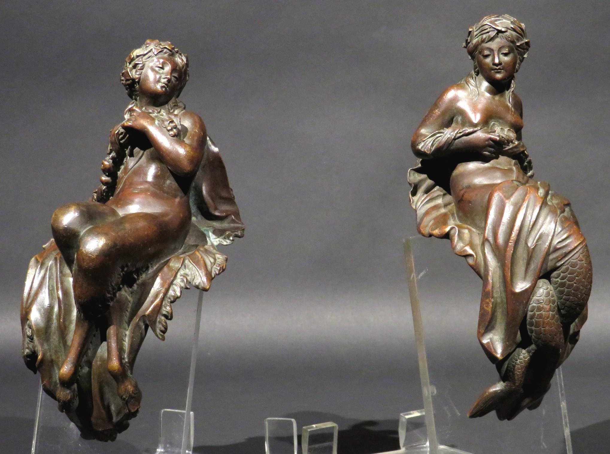 French Fine Pair of Early 19th Century Neoclassical Bronze Figural Mounts, Circa 1800