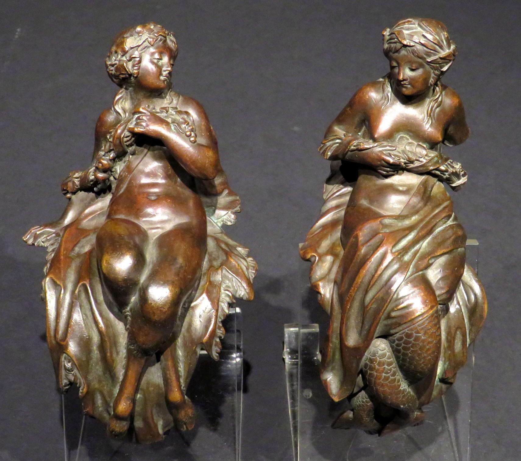 Cast Fine Pair of Early 19th Century Neoclassical Bronze Figural Mounts, Circa 1800