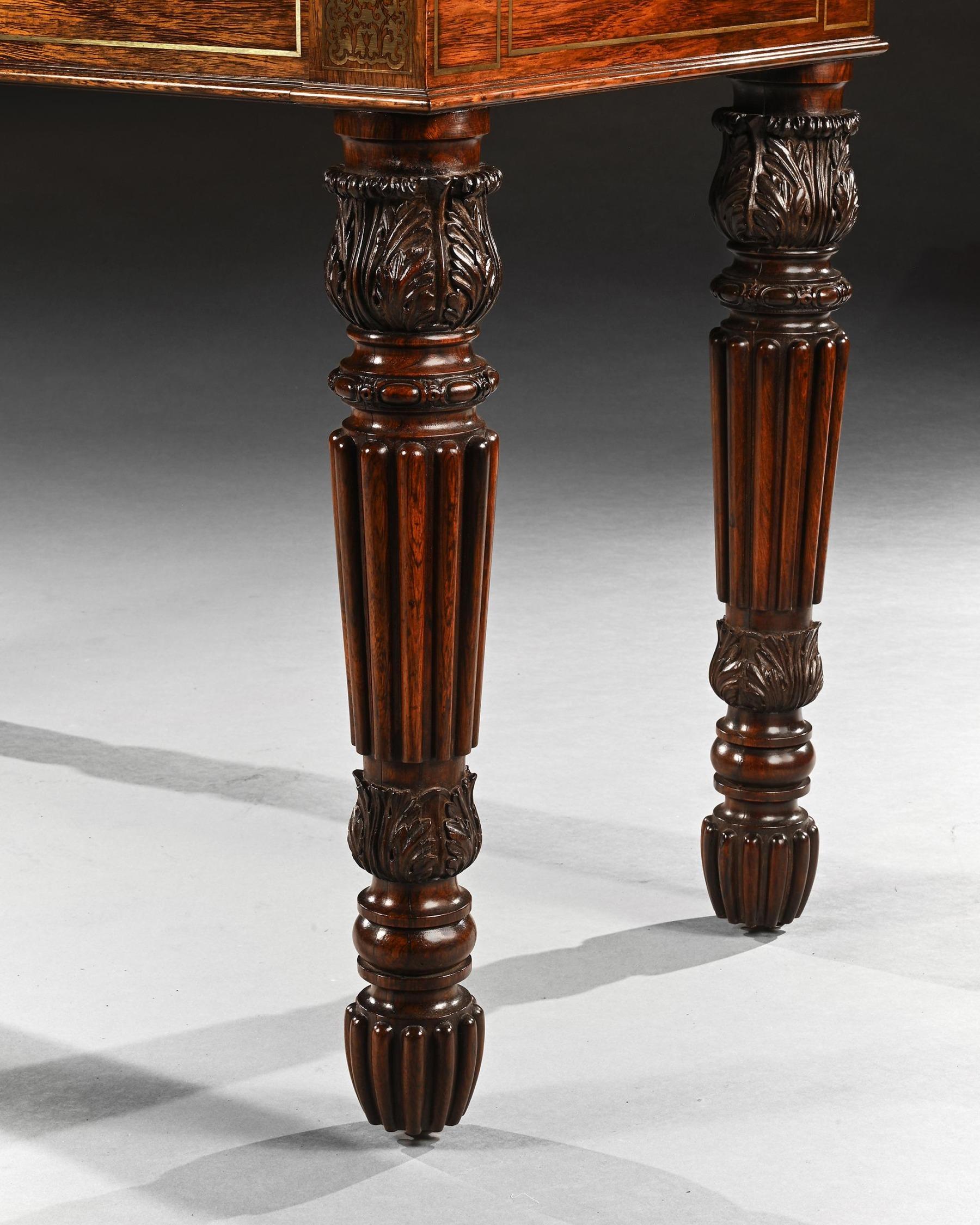 An Extremely Fine Rosewood and Brass Inlaid Writing Table Attributed To Gillows For Sale 6