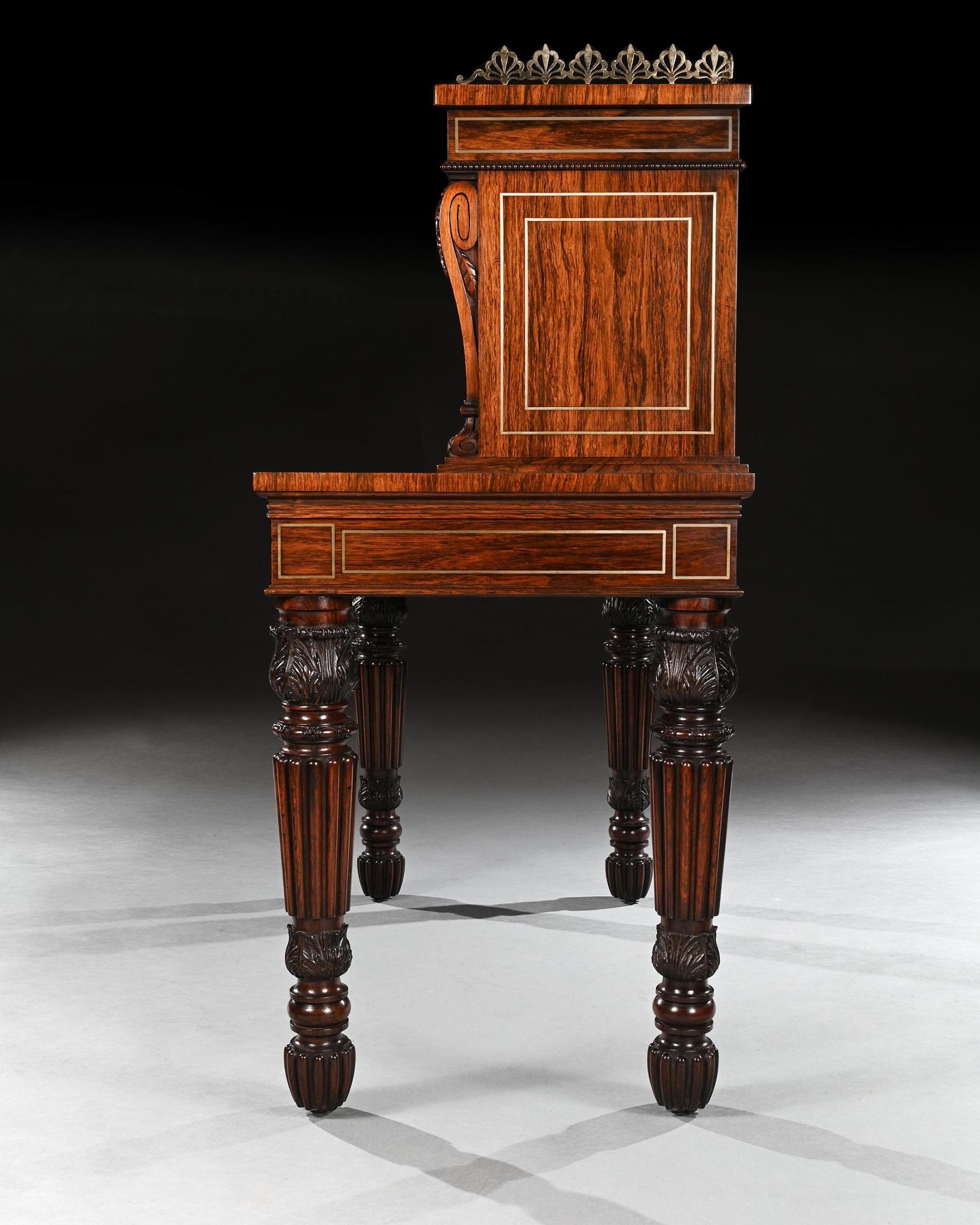 An Extremely Fine Rosewood and Brass Inlaid Writing Table Attributed To Gillows For Sale 4