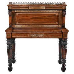 Antique An Extremely Fine Rosewood and Brass Inlaid Writing Table Attributed To Gillows