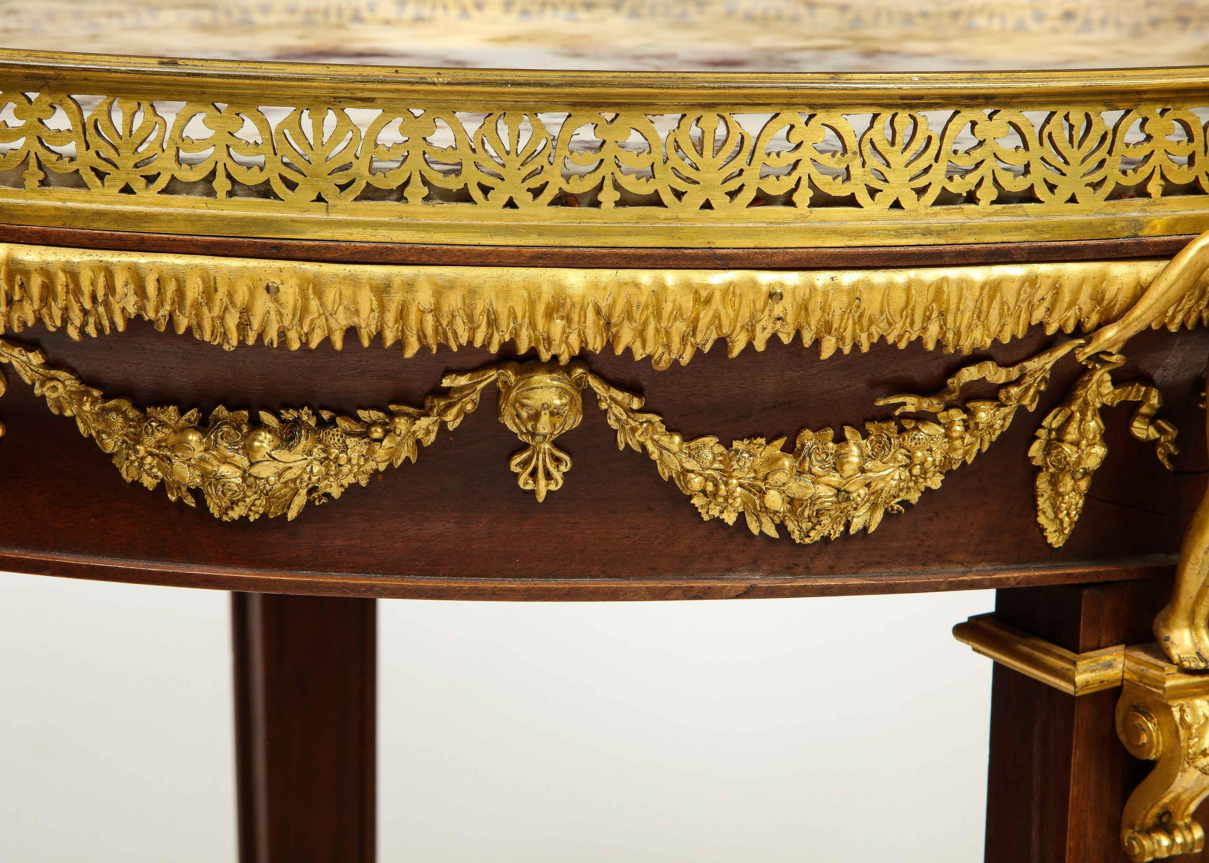Extremely Fine Russian Empire Ormolu Mounted Mahogany Center Table For Sale 6