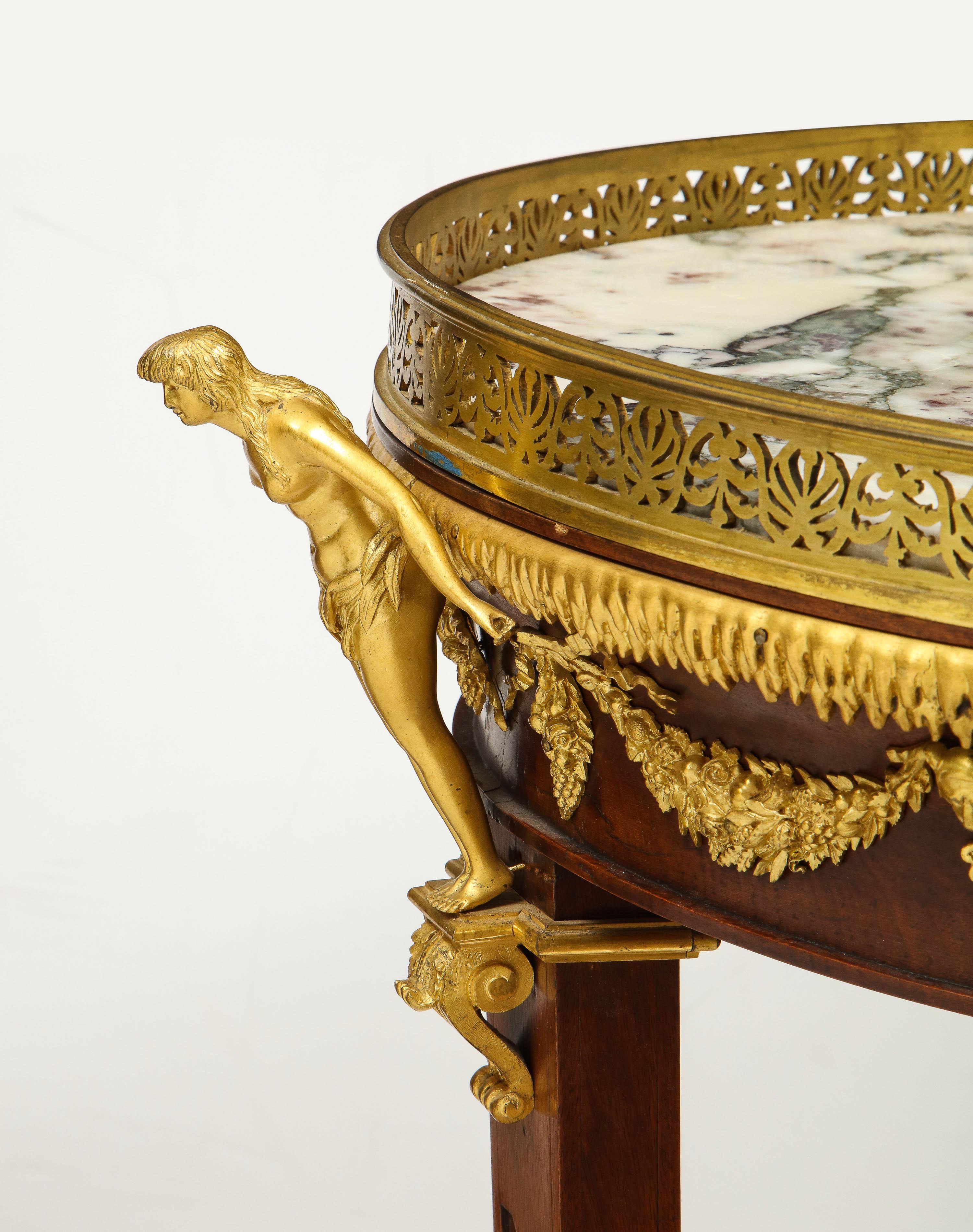 Extremely Fine Russian Empire Ormolu Mounted Mahogany Center Table For Sale 7