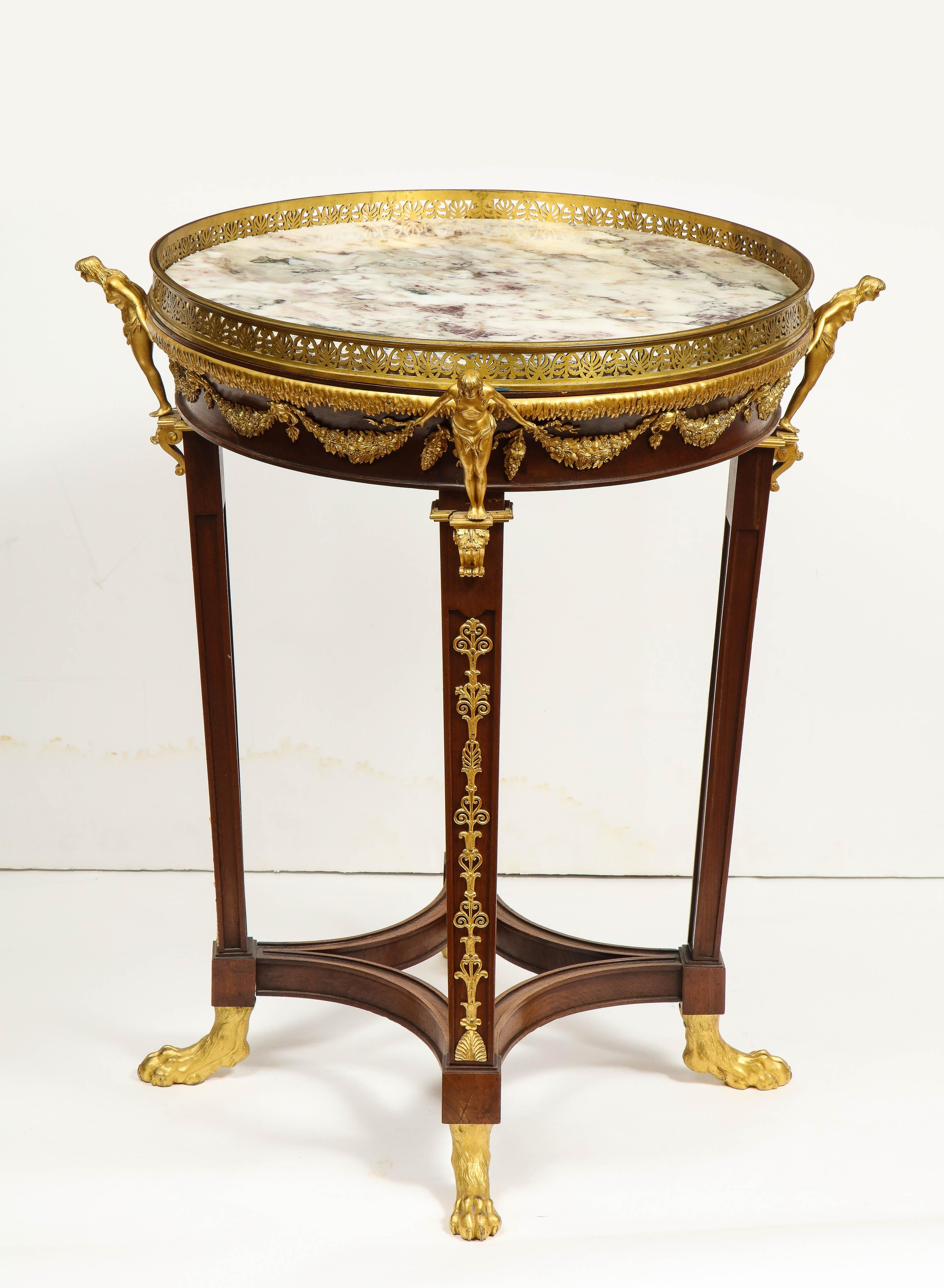 Extremely Fine Russian Empire Ormolu Mounted Mahogany Center Table For Sale 8
