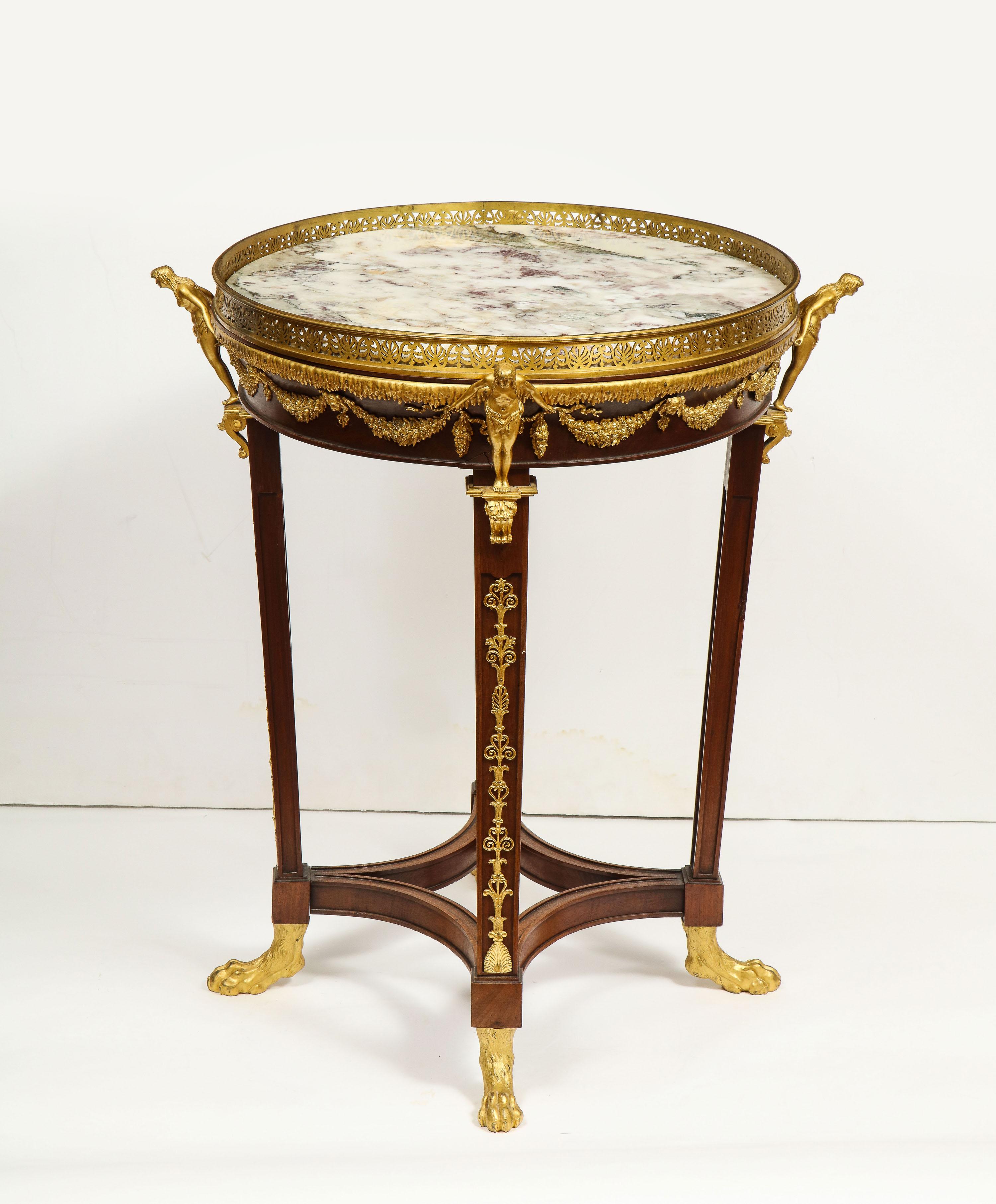 Extremely Fine Russian Empire Ormolu Mounted Mahogany Center Table For Sale 12