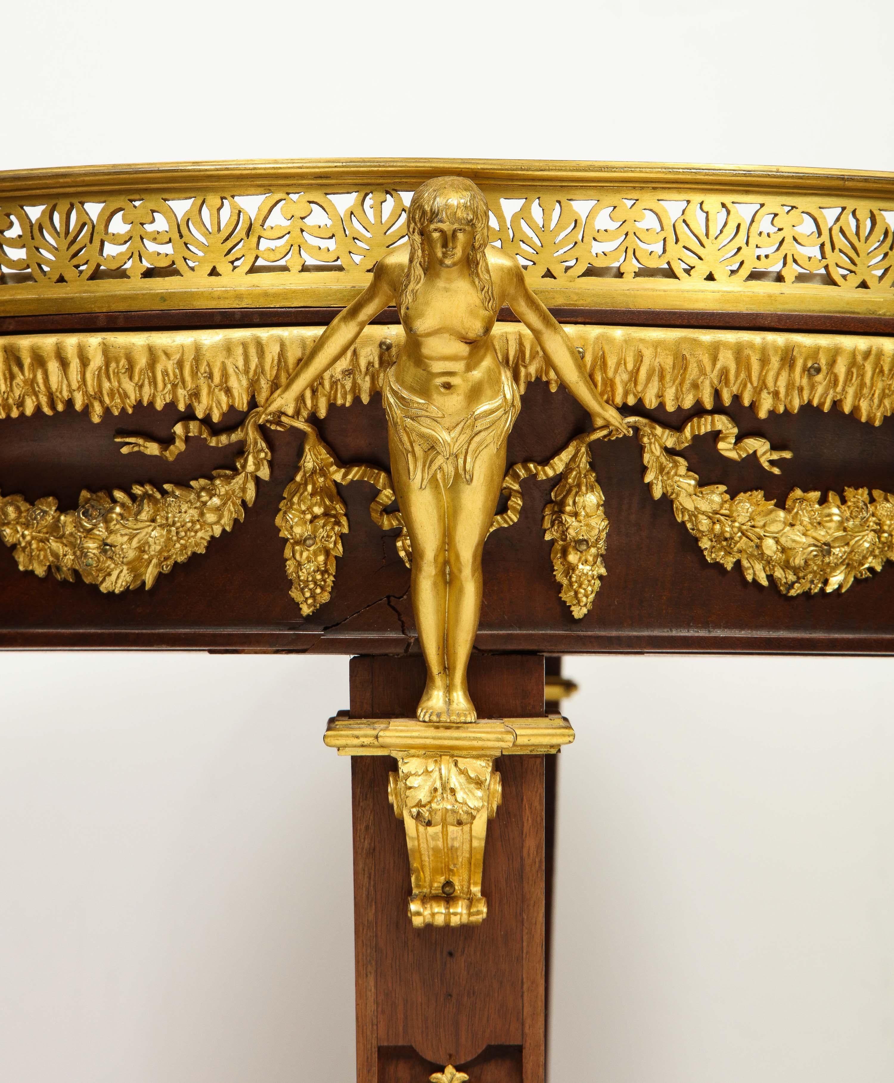 Extremely Fine Russian Empire Ormolu Mounted Mahogany Center Table For Sale 14