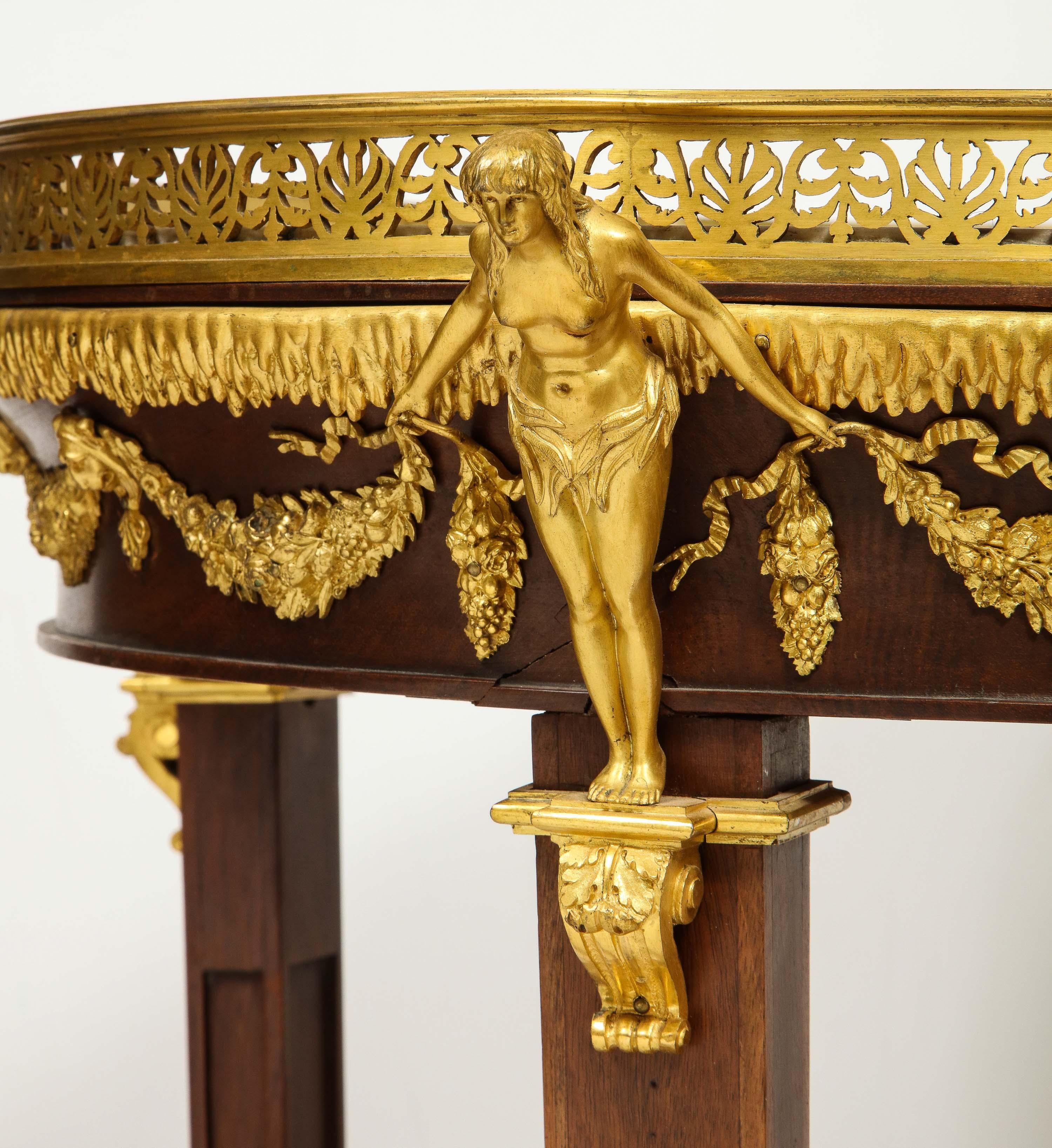 Extremely Fine Russian Empire Ormolu Mounted Mahogany Center Table For Sale 15