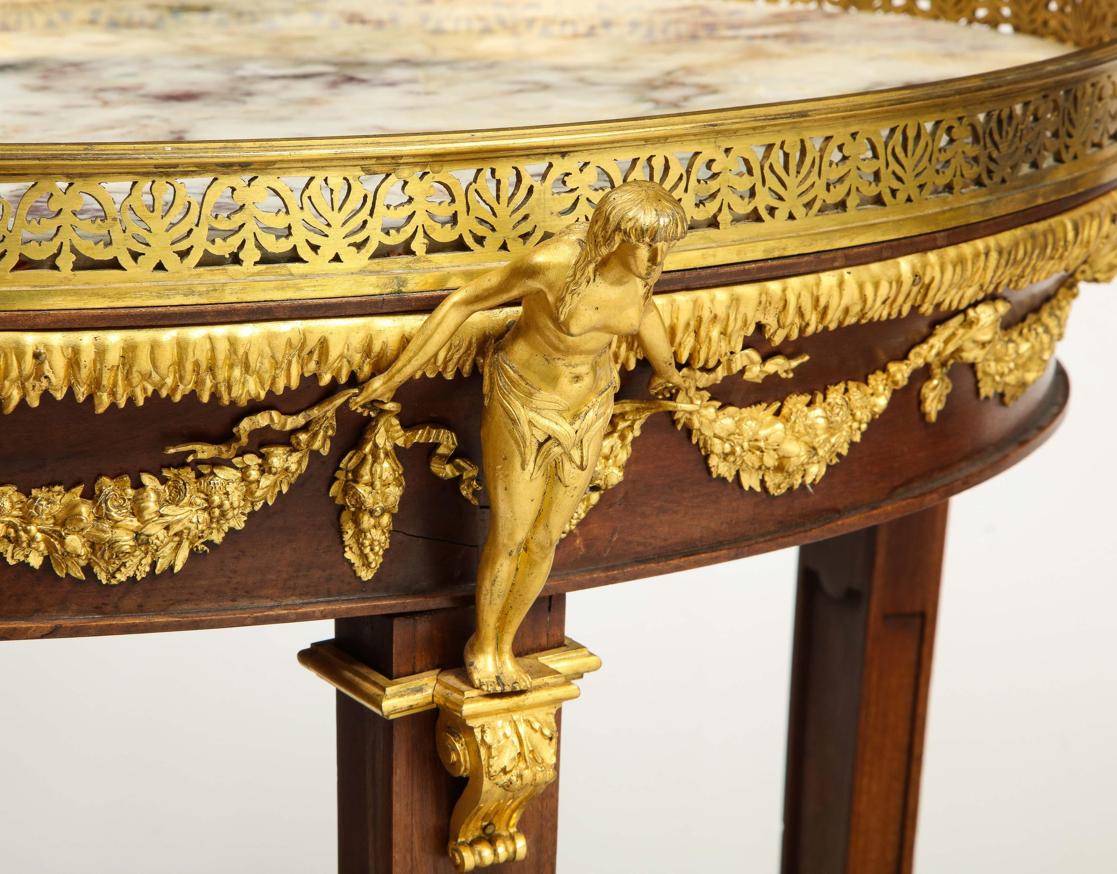 Extremely Fine Russian Empire Ormolu Mounted Mahogany Center Table For Sale 4