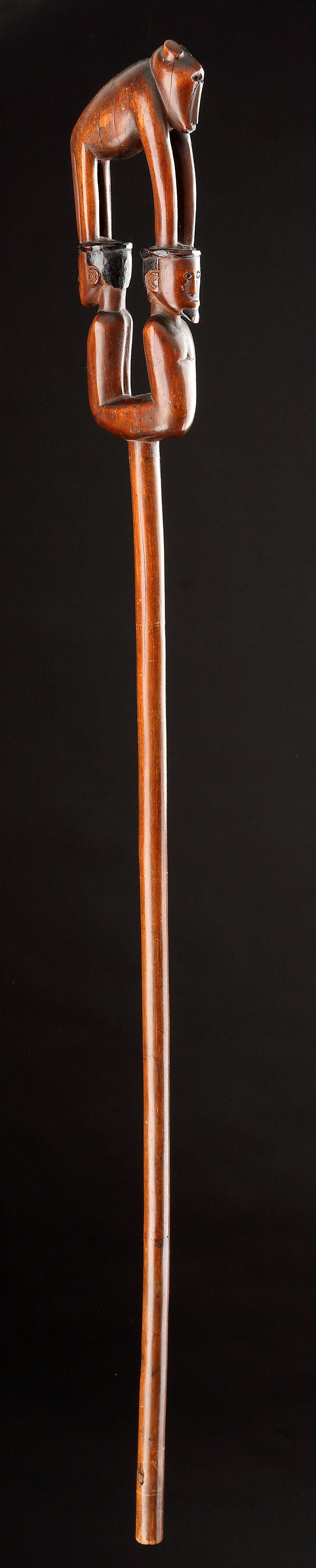 19th Century An Extremely Fine South African Tsonga Prestige Staff by the ‘Baboon Master' For Sale