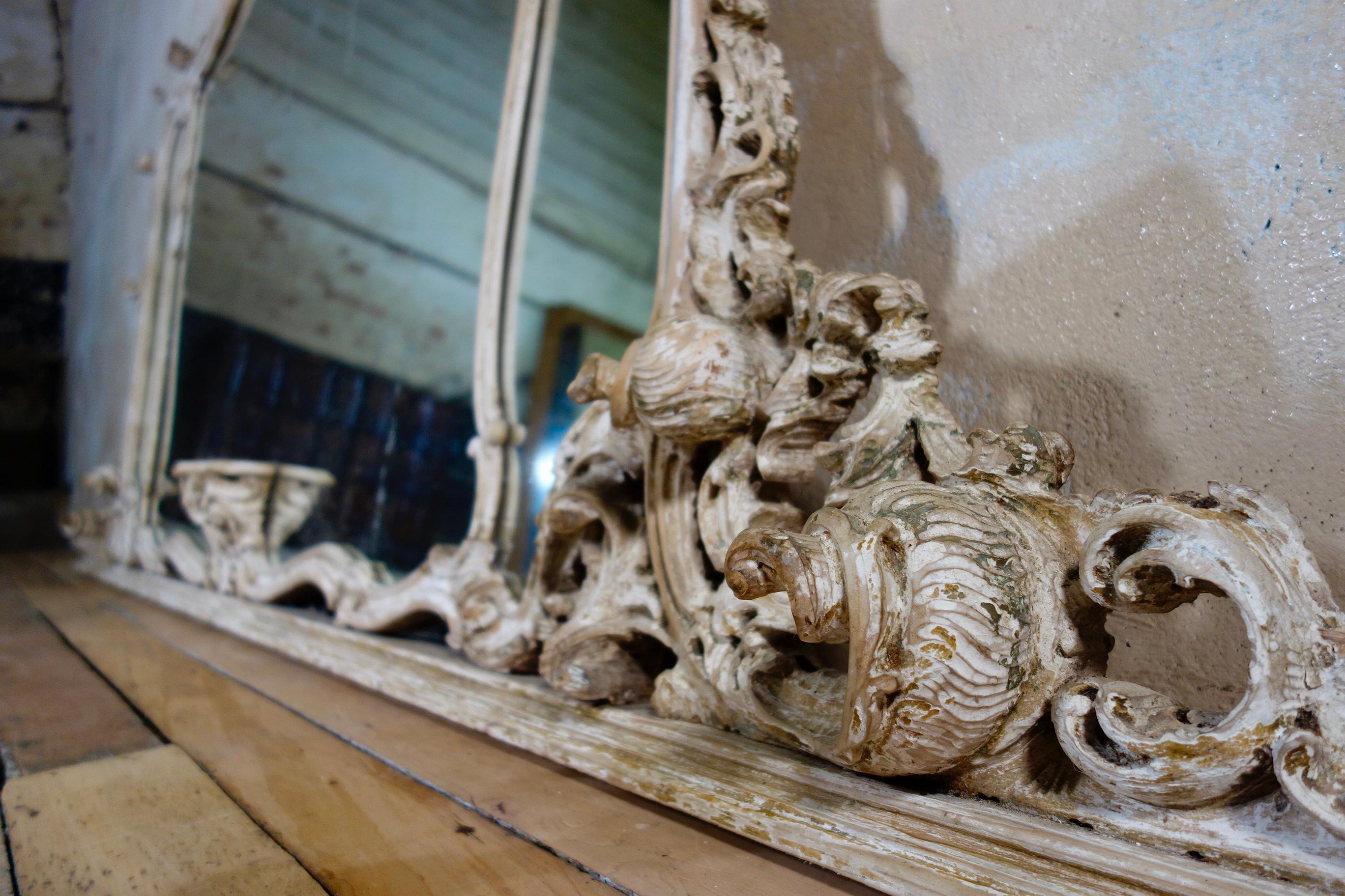 Extremely Large 19th Cent French Rococo Overmantel Wall Mirror Painted  For Sale 6