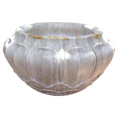 An Extremely Large 20th Century Marble Planter - Jardiniere Lotus Indian