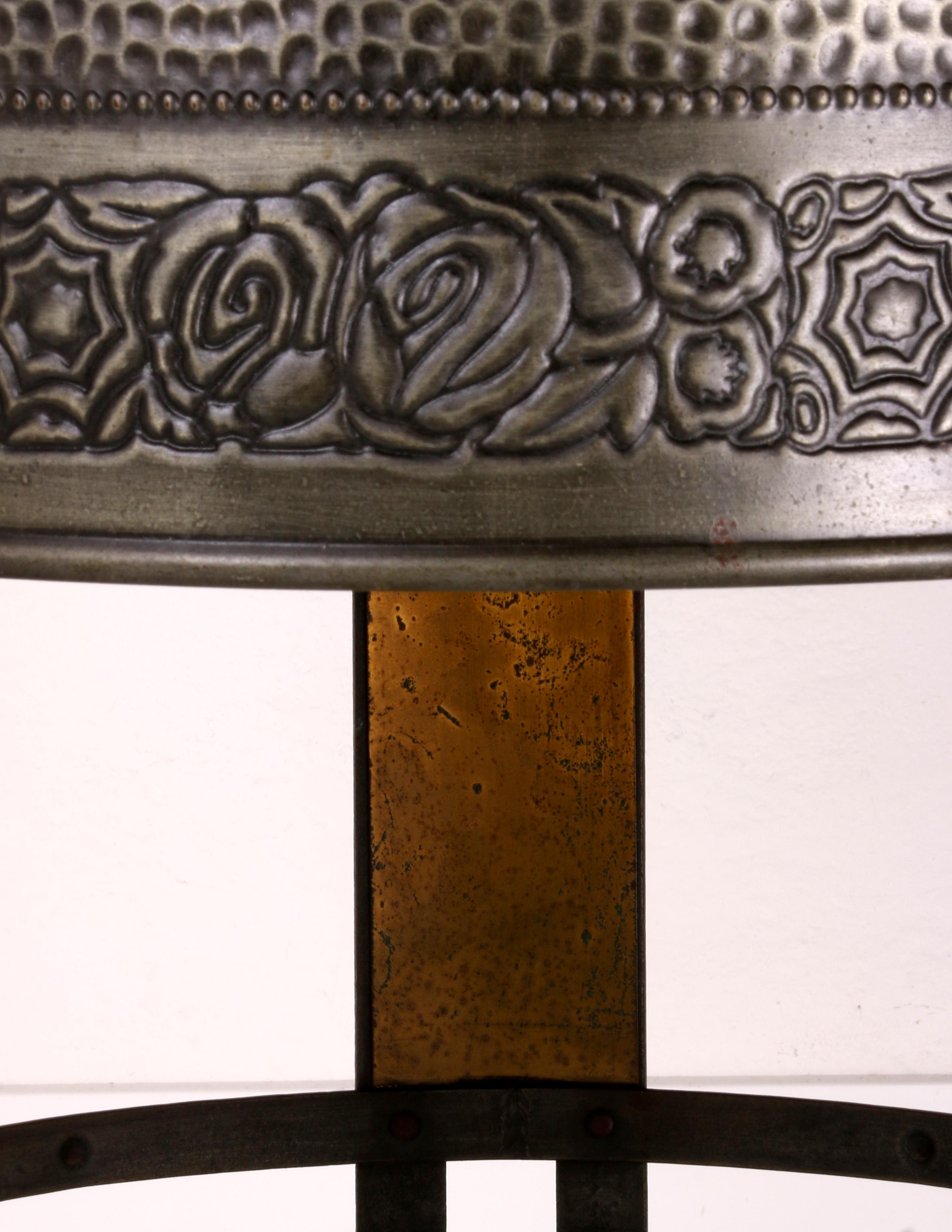 Hand-Crafted an extremely rare French Art Nouveau side table Paris ar. 1905 iron brass zinc For Sale