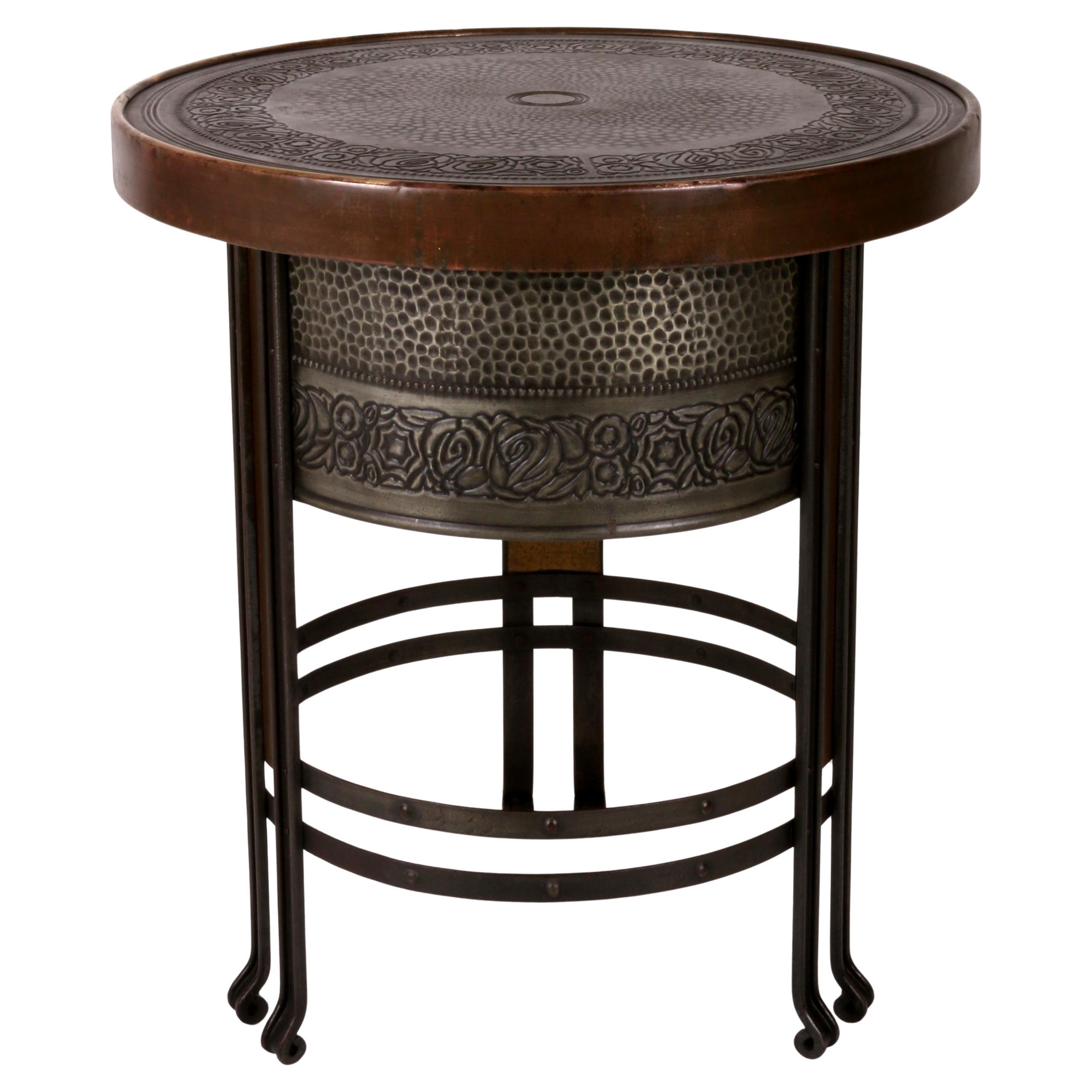 an extremely rare French Art Nouveau side table Paris ar. 1905 iron brass zinc For Sale