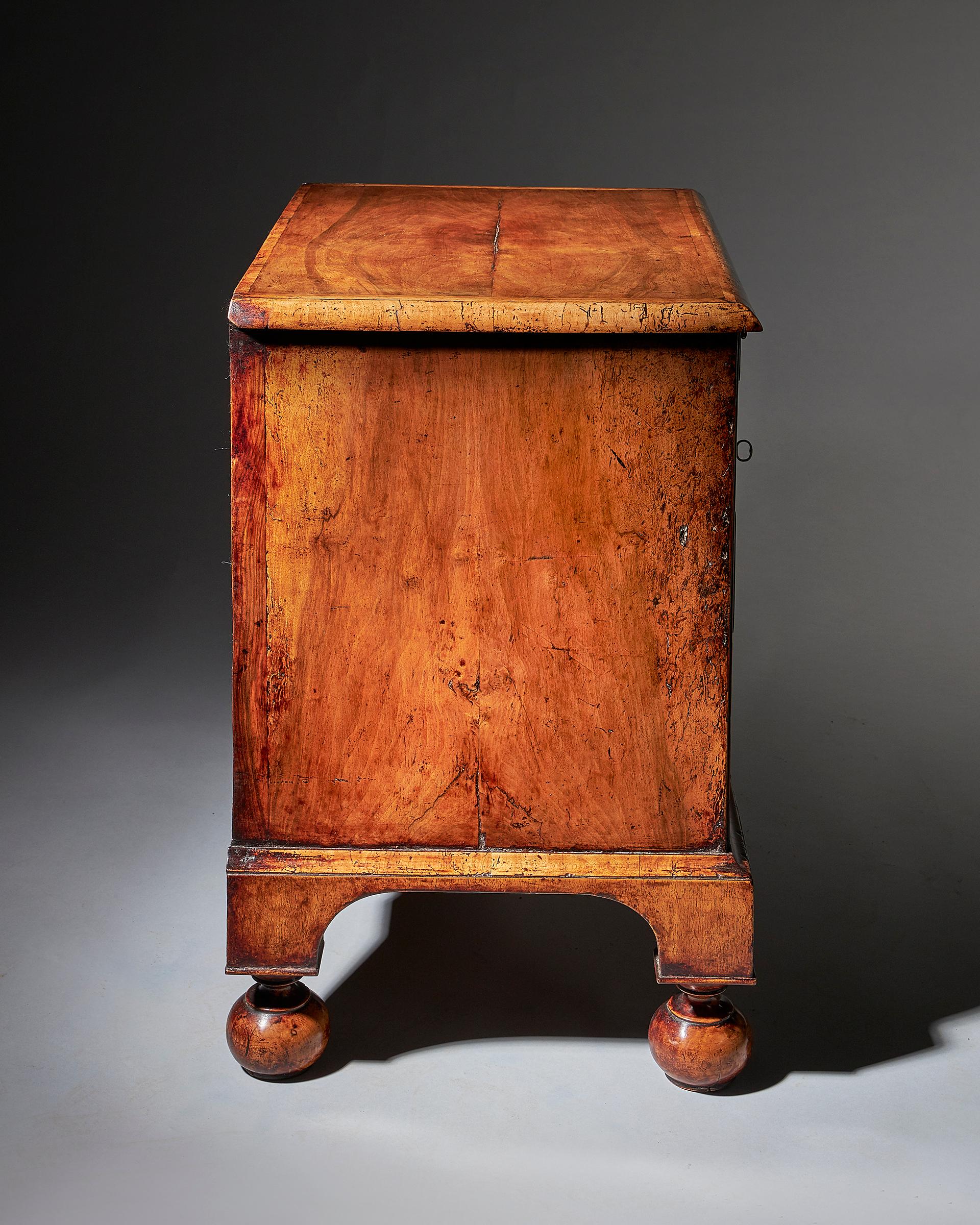 Extremely Rare George I Walnut Chest of Small Proportions on Ball and Bracke For Sale 1