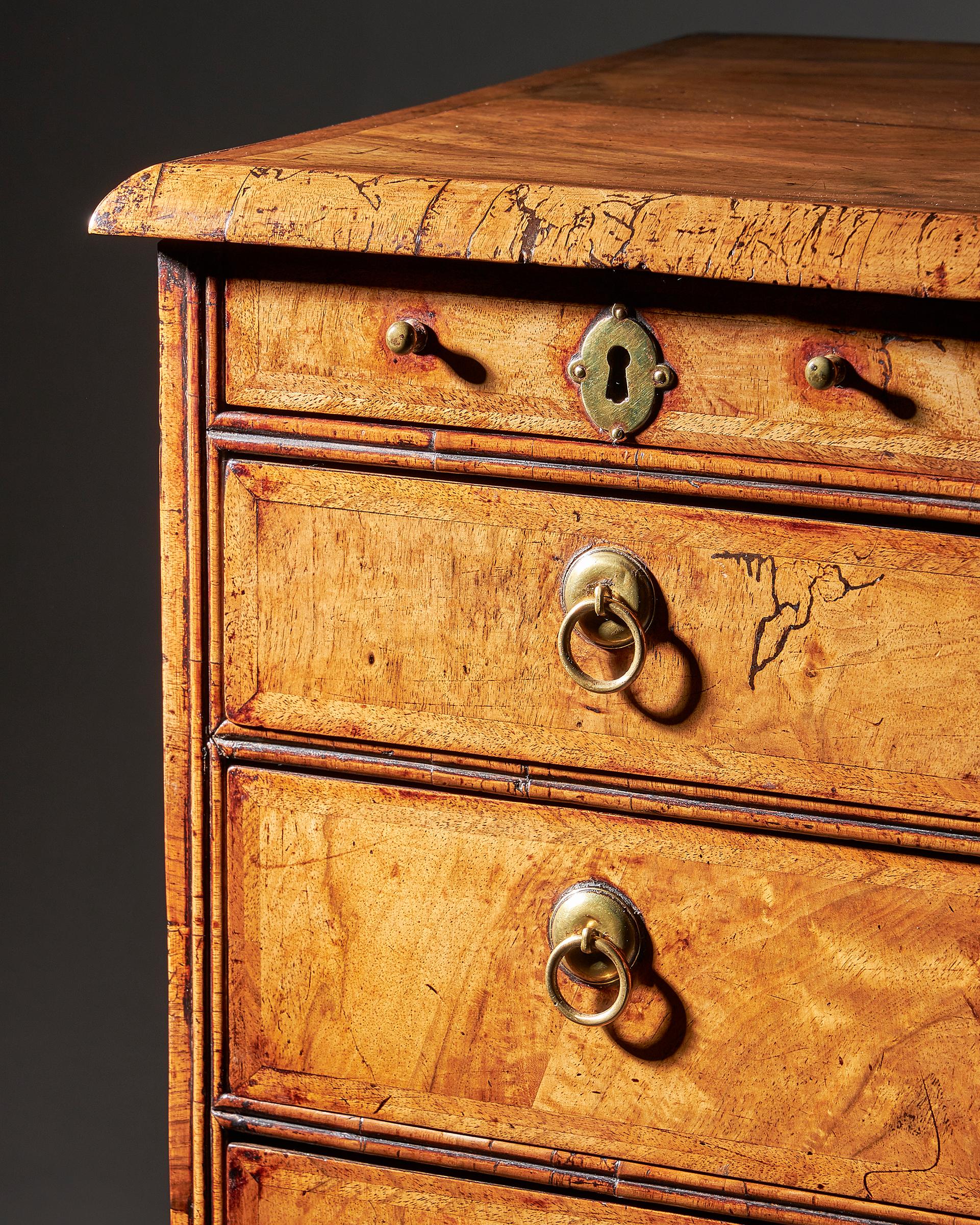 Extremely Rare George I Walnut Chest of Small Proportions on Ball and Bracke For Sale 2
