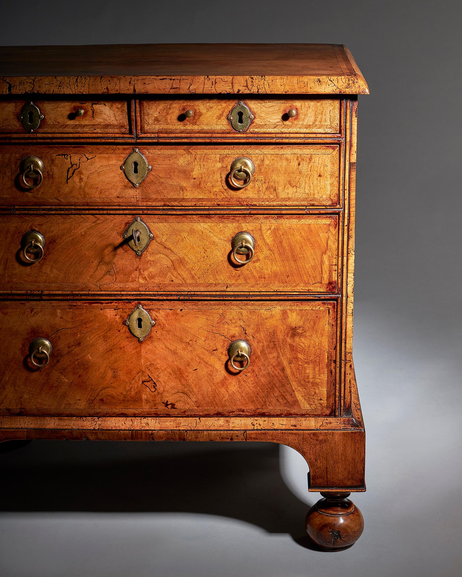 Extremely Rare George I Walnut Chest of Small Proportions on Ball and Bracke For Sale 4