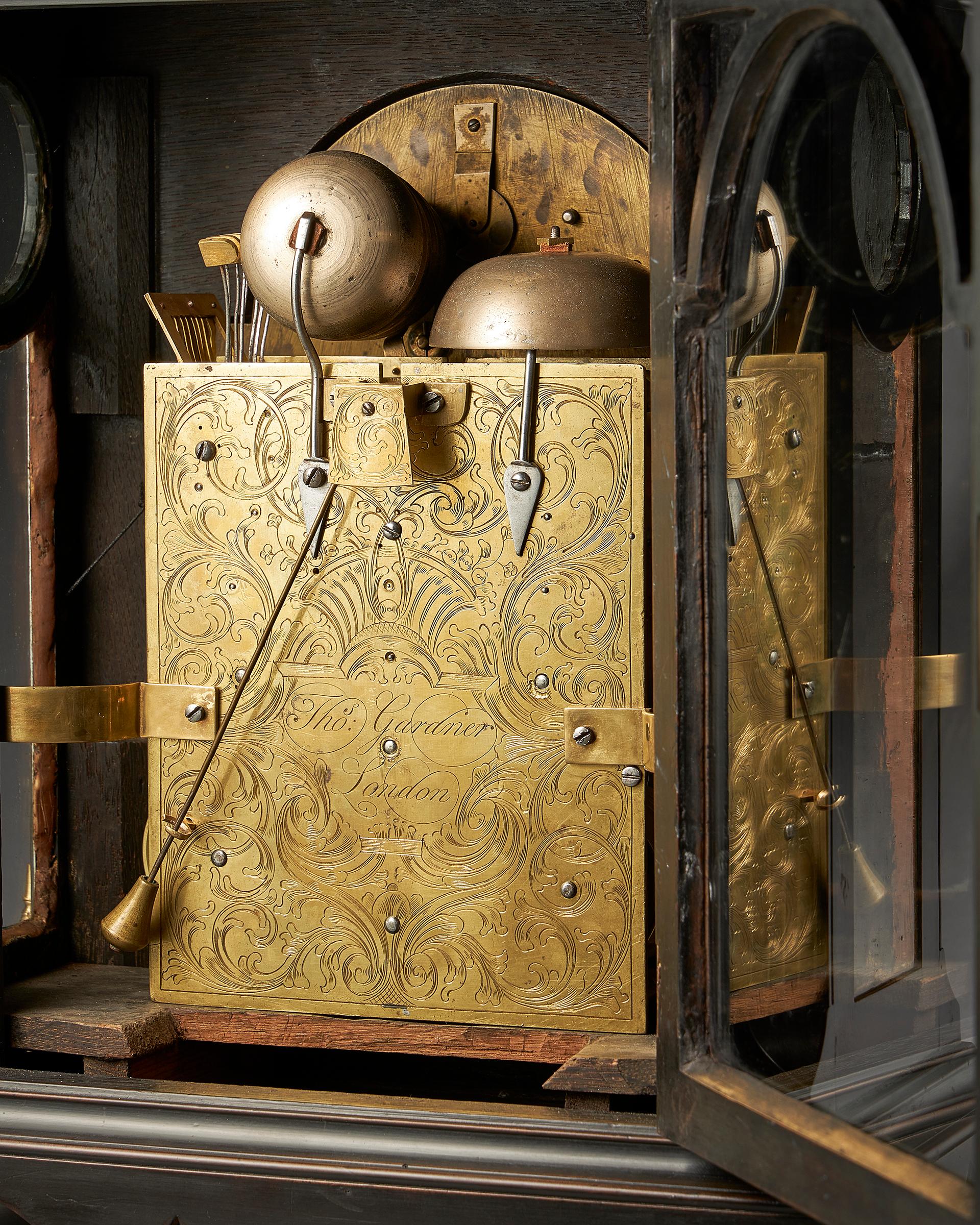 Ebonized Extremely Rare George III 18th Century Quarter-Striking Bracket Clock, Signed