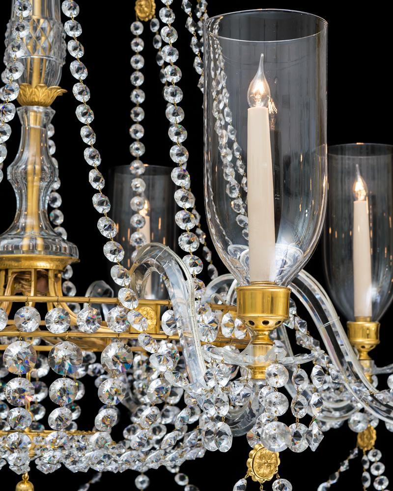 Cut Glass An Extremely Rare Pair of English Regency Period Chandeliers of Unusual Design For Sale