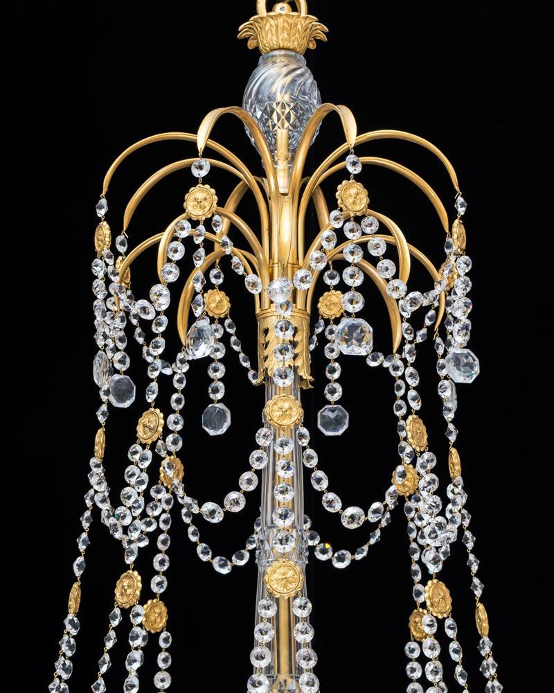 An Extremely Rare Pair of English Regency Period Chandeliers of Unusual Design For Sale 1