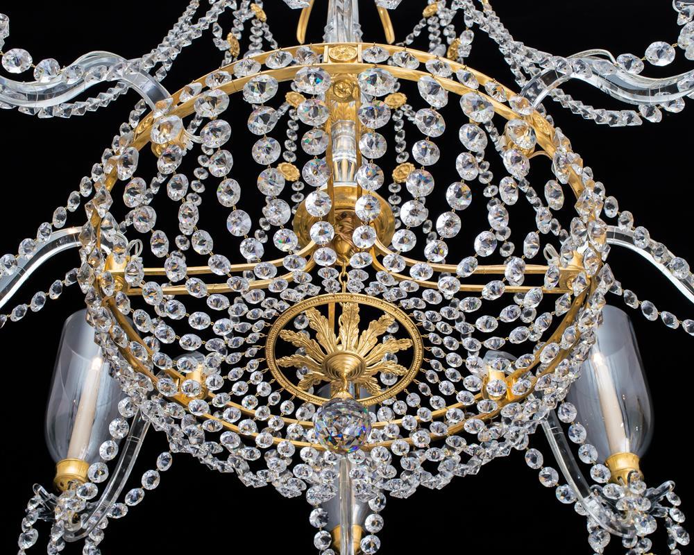 An Extremely Rare Pair of English Regency Period Chandeliers of Unusual Design For Sale 2