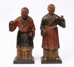 Extremely Rare Pair of George III Chinese Export Standing Nodding Head Figures