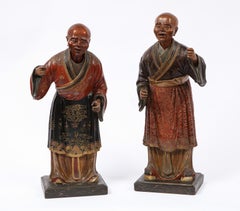 Extremely Rare Pair of George III Chinese Export Standing Nodding Head Figures